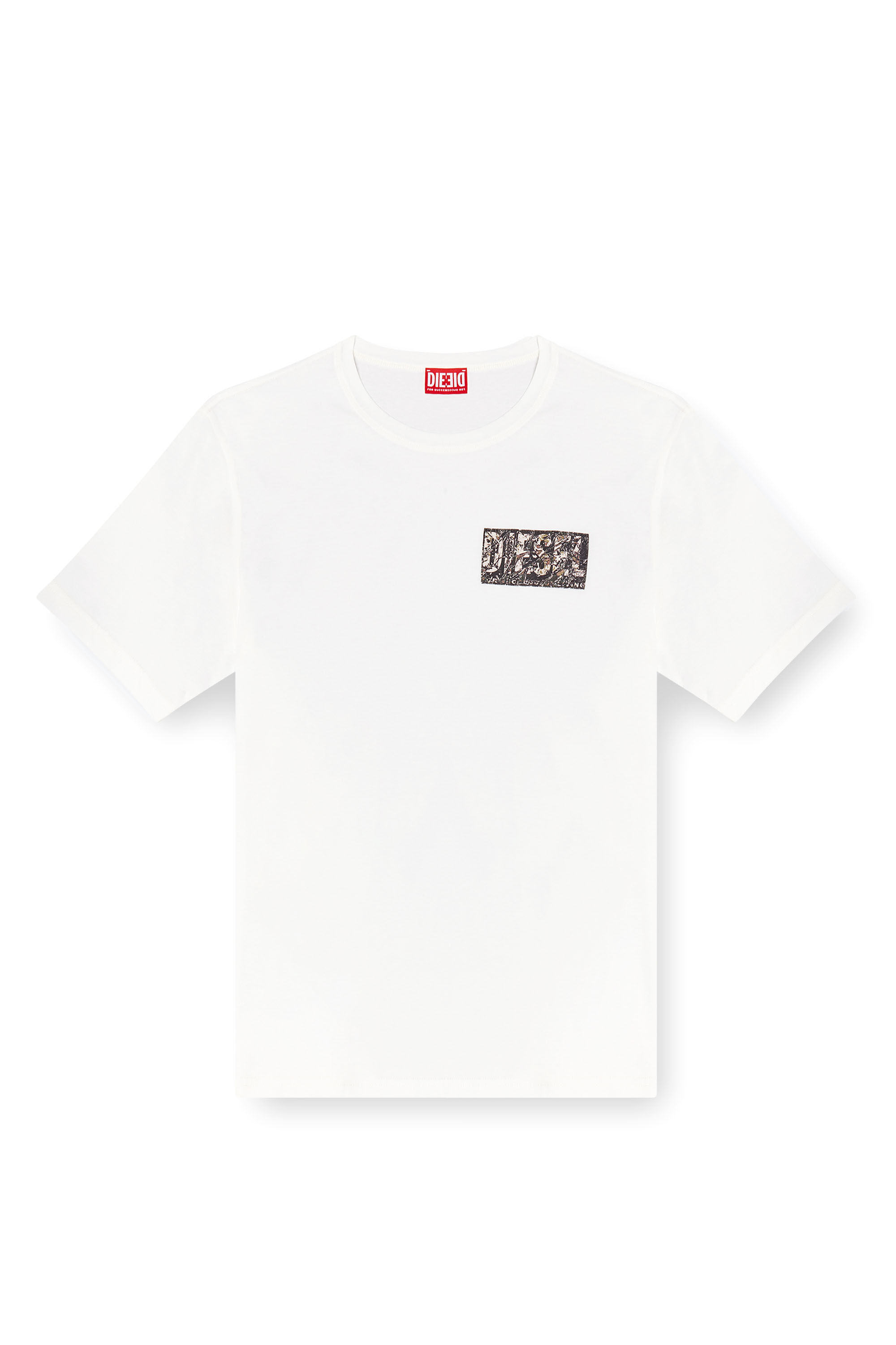 Diesel - T-ADJUST-R19, Man's T-shirt with gabardine patch logo in White - 2