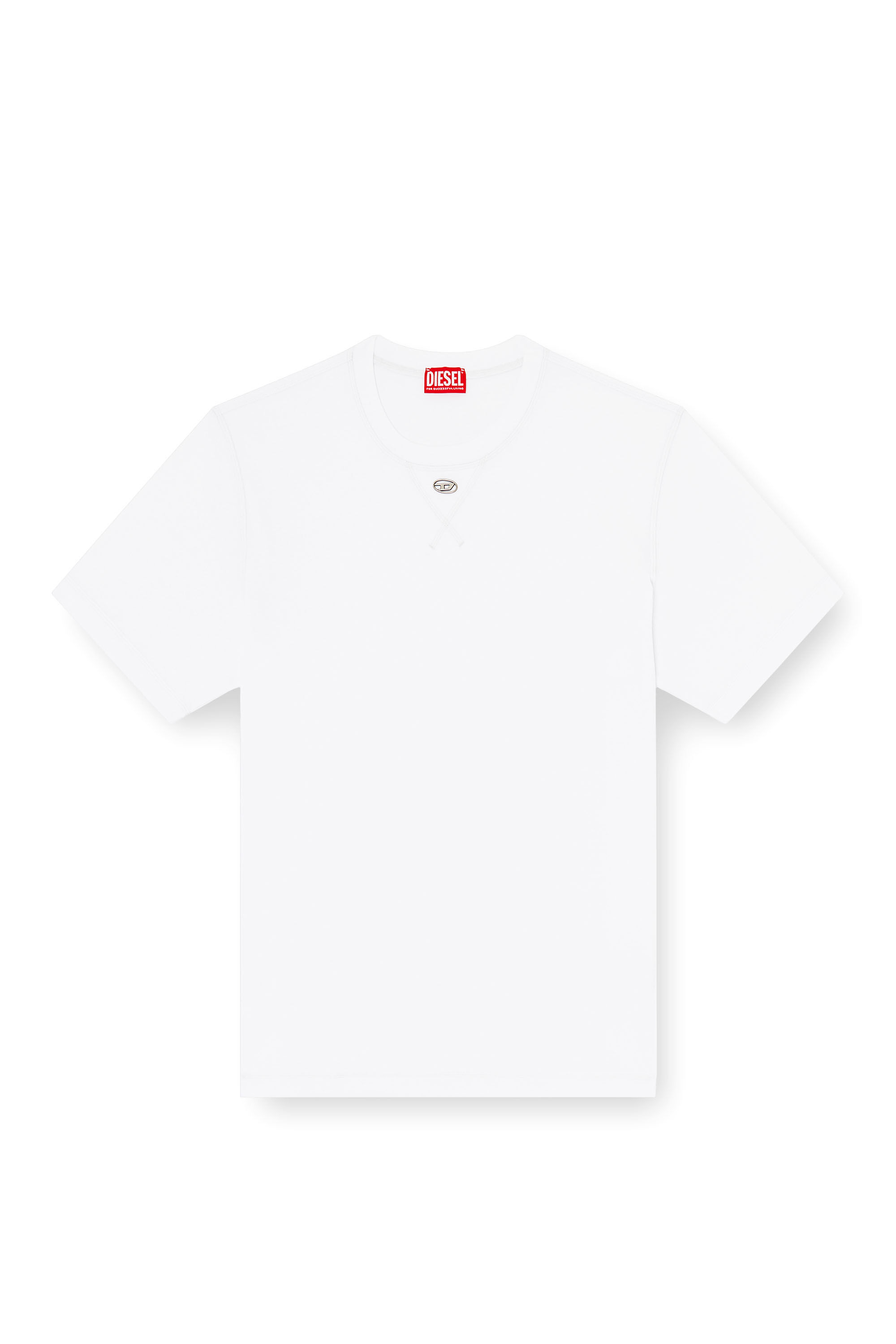 Diesel - T-MADJUST-TR, Man's Regular T-shirt with crew neck and Oval D in White - 2