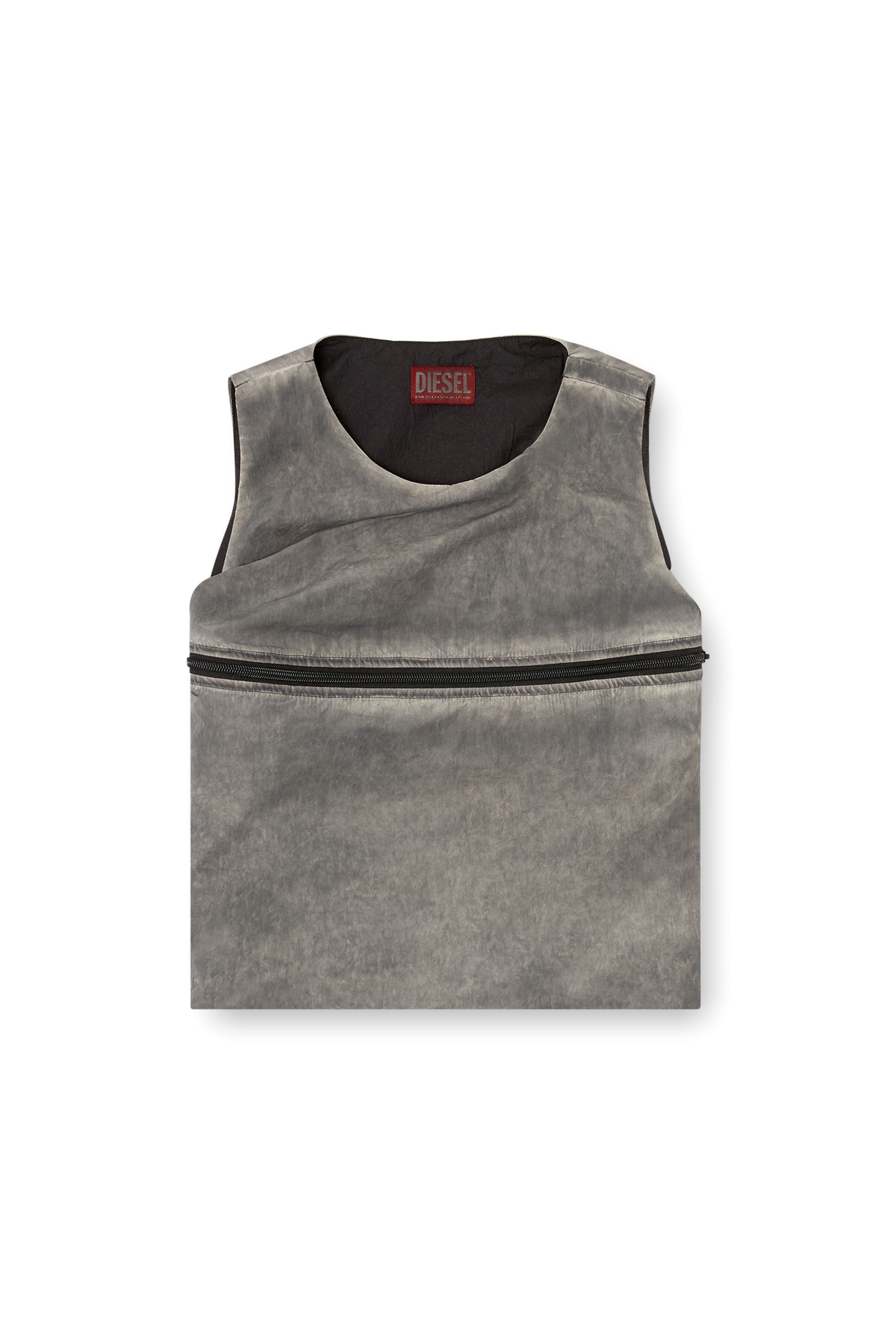Diesel - T-ORIGIN, Woman's Bubble top with utility pocket in Grey - 2