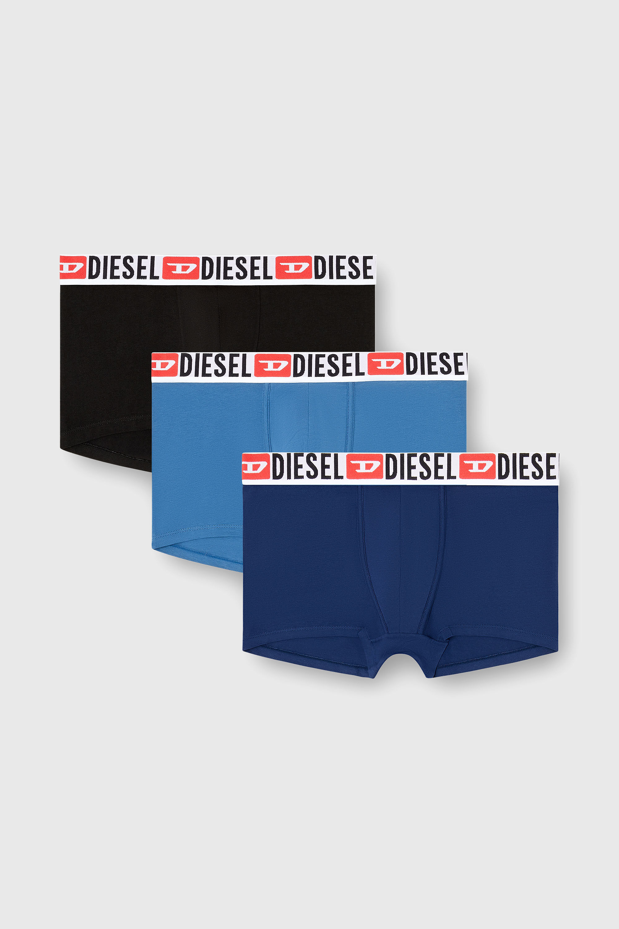 Diesel - UMBX-DAMIENTHREEPACK, Man's Three-pack of all-over logo waist boxers in Blue/Black - 2