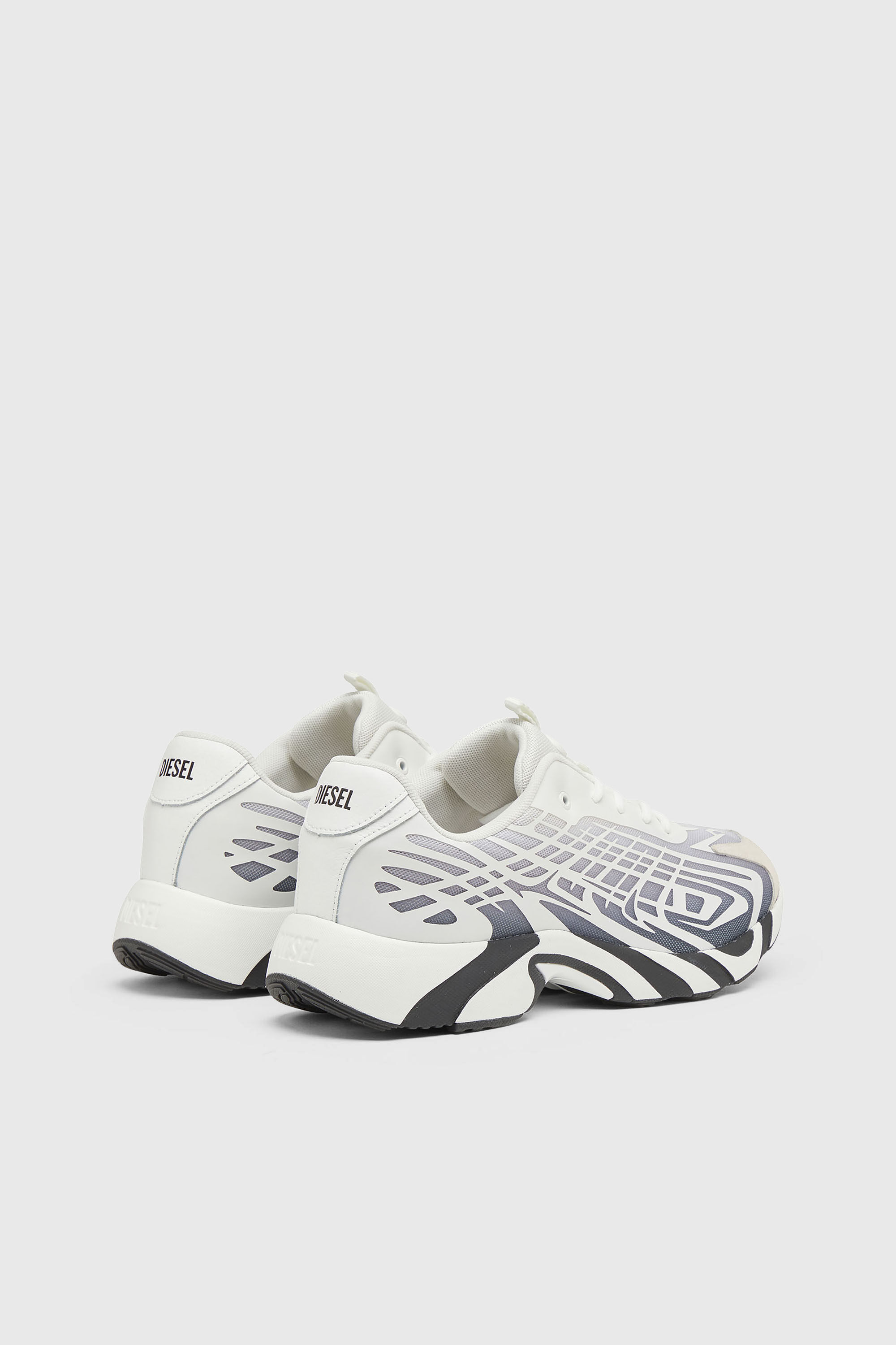 Diesel - S-D-VIT'S 500 LOW, Man's D-Vit-Sneakers in striped d&eacute;grad&eacute; mesh in White/Grey - 3