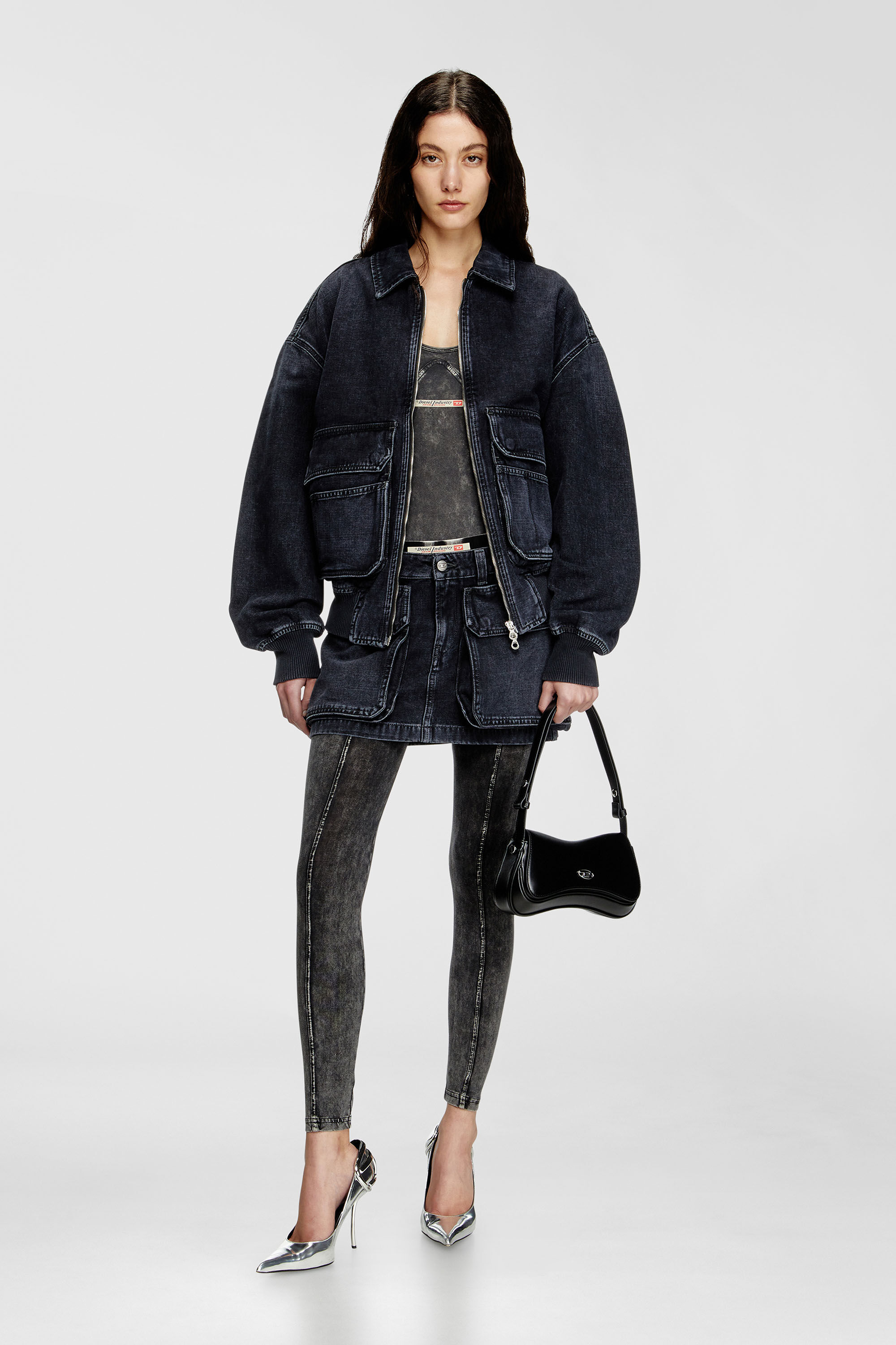 Diesel - D-KURZ, Unisex's Jacket in batavia-weave denim in Black - 7
