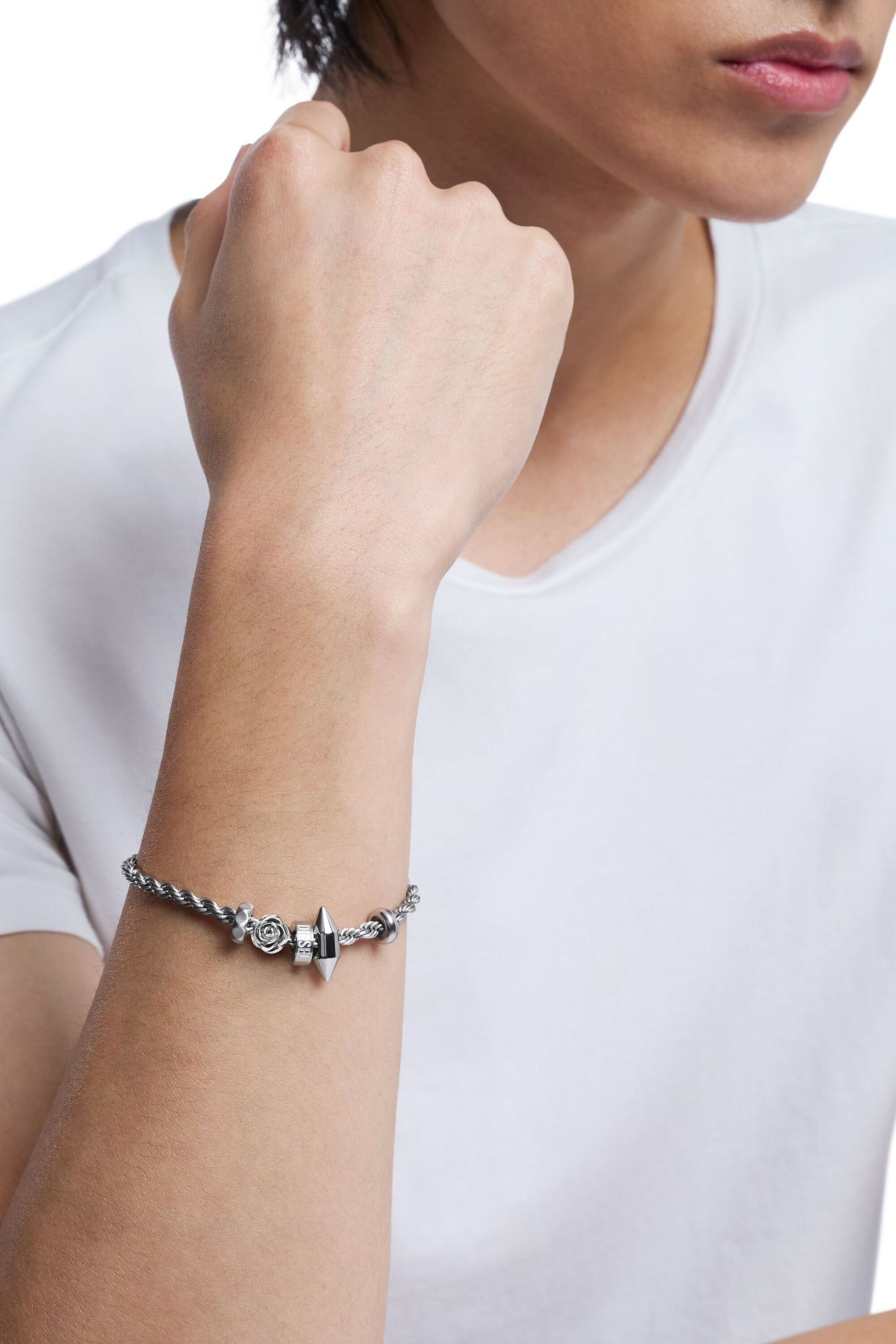 Diesel - DX1622040 JEWELLERY, Unisex's Stainless steel charm bracelet in Silver - 5