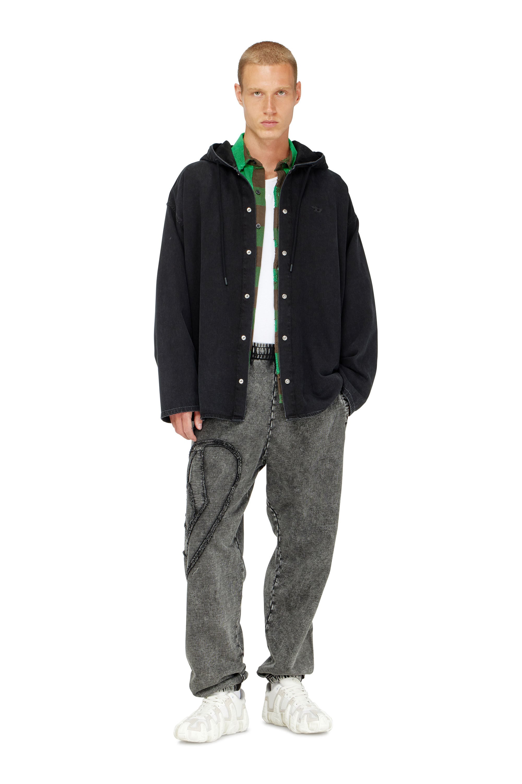 Diesel - P-MARKY-DEN, Man's Organic cotton sweatpants with Oval D patch in Dark grey - 1