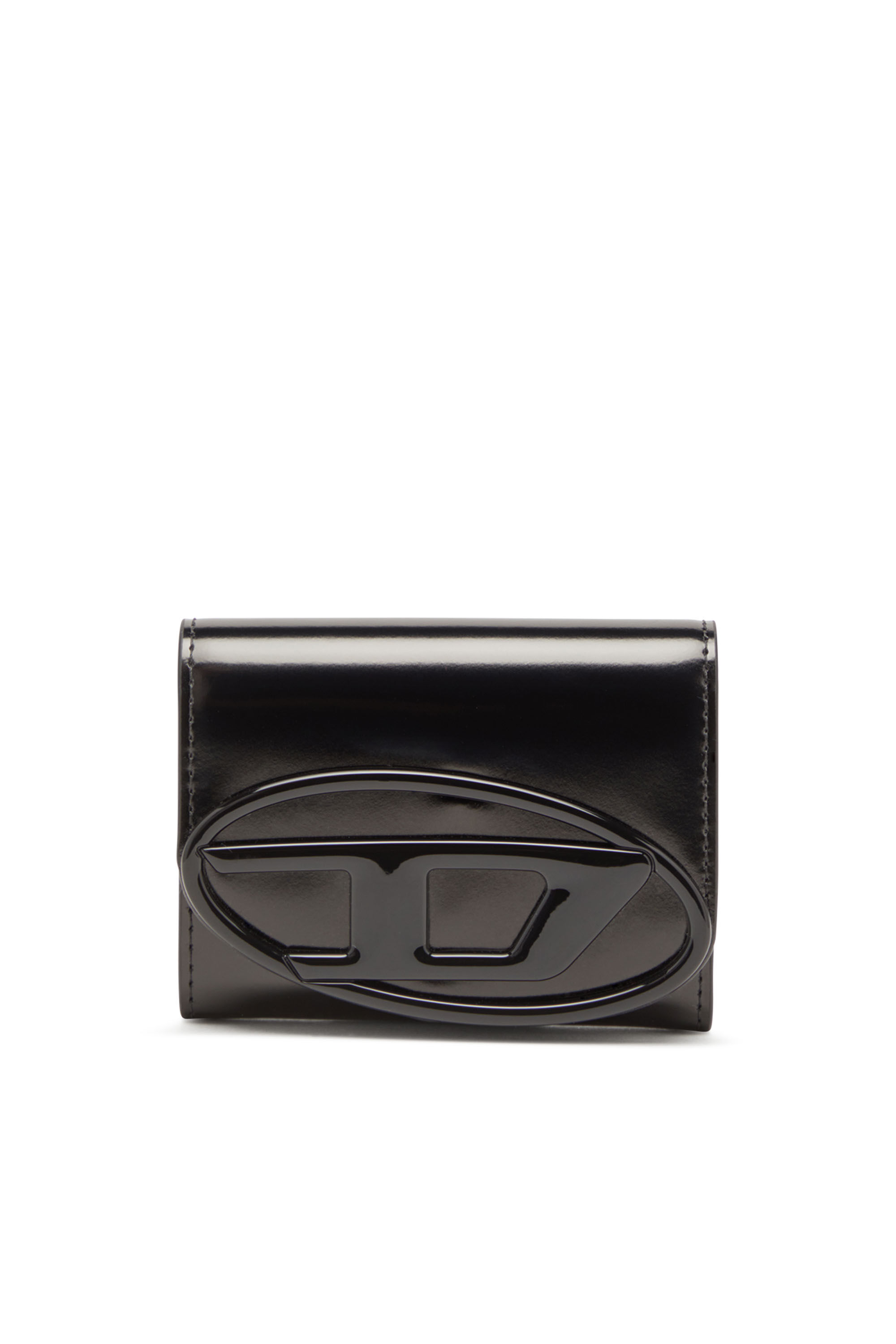 Women's Bi-fold card holder in mirrored leather | Black | Diesel
