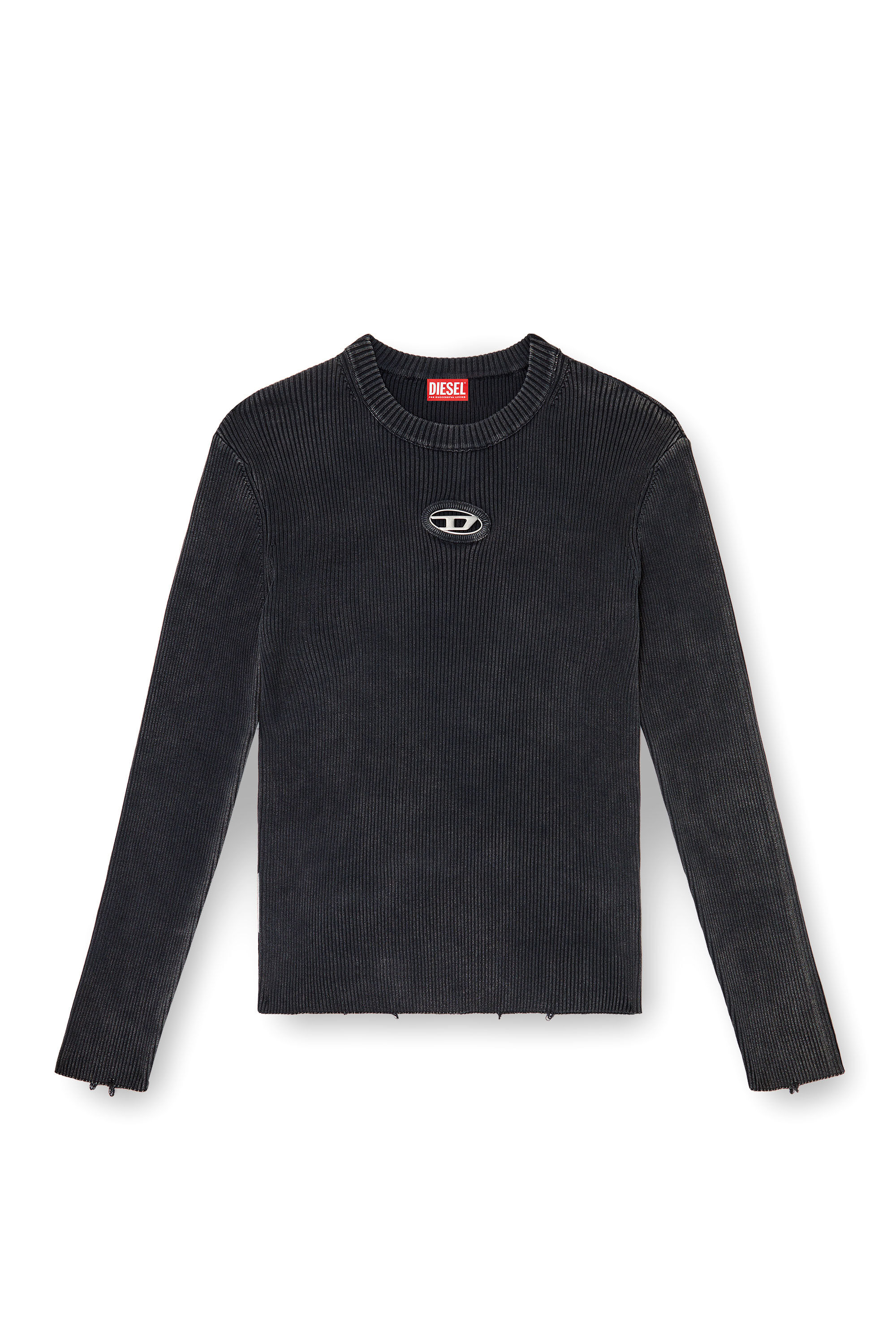 Men's Distressed jumper with cut-out logo | Black | Diesel