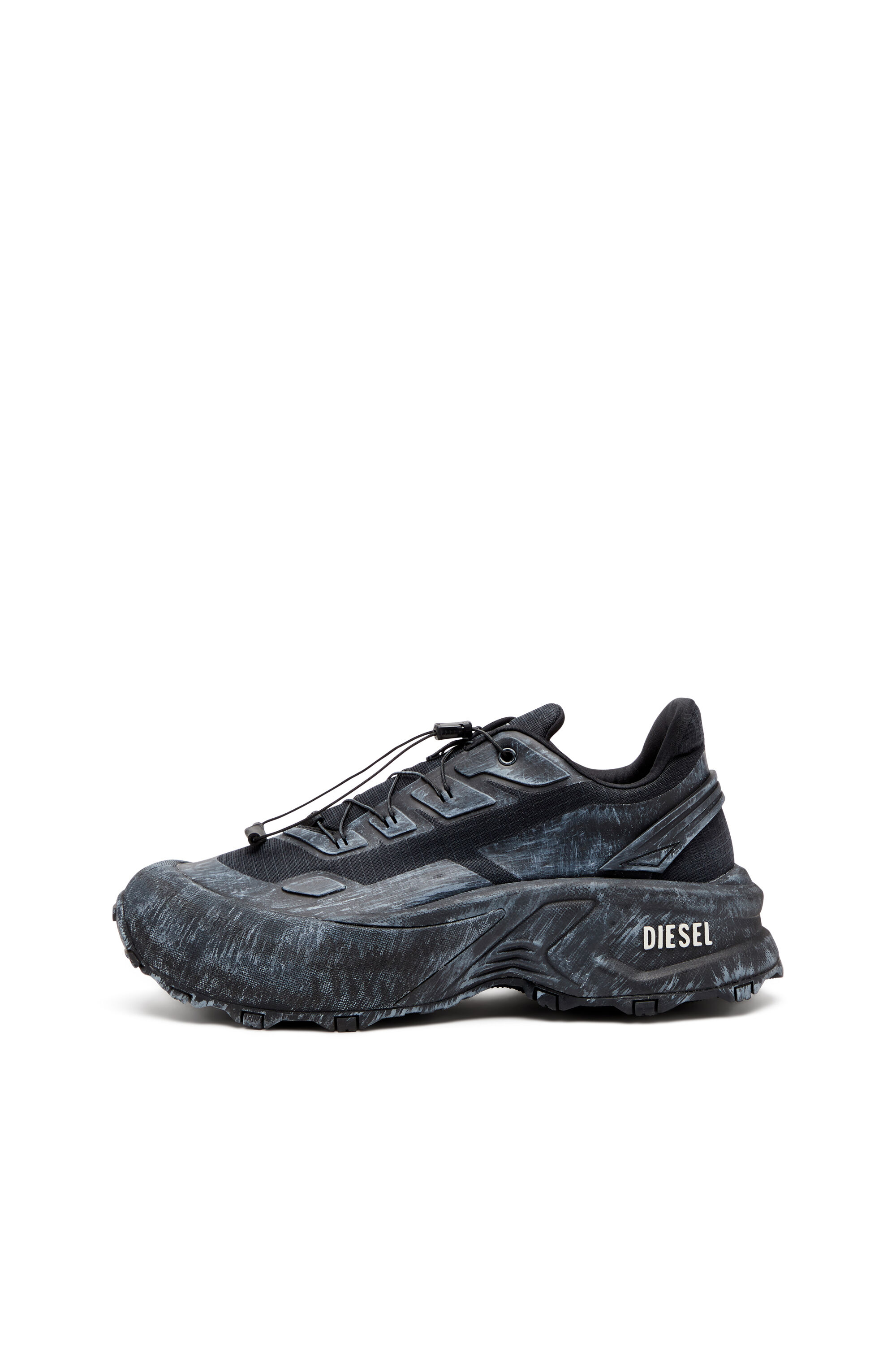 Men's D-Cage-Distressed chunky sneakers in ripstop | Black | Diesel