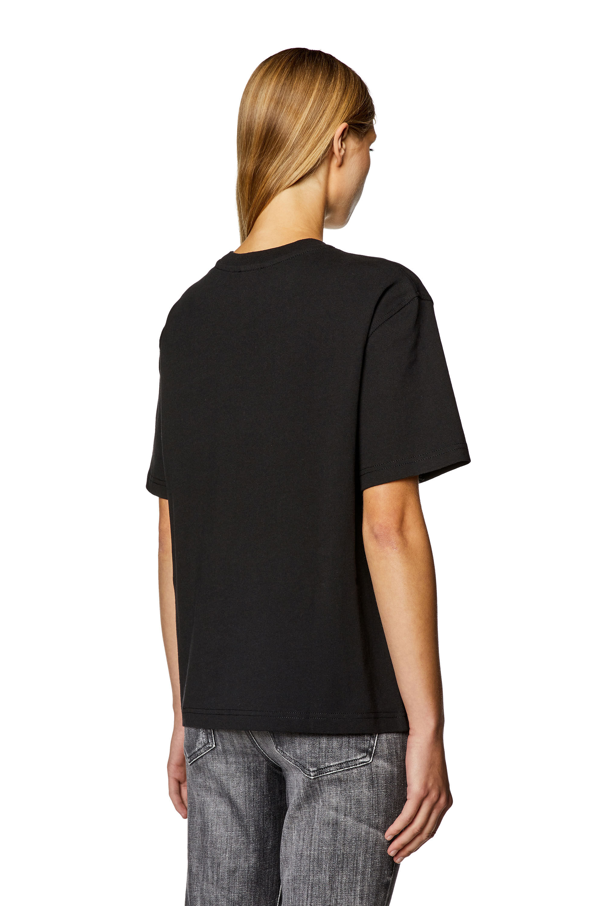 Diesel - T-DANNY-NLABEL, Woman T-shirt with diesel logo patch in Black - Image 4