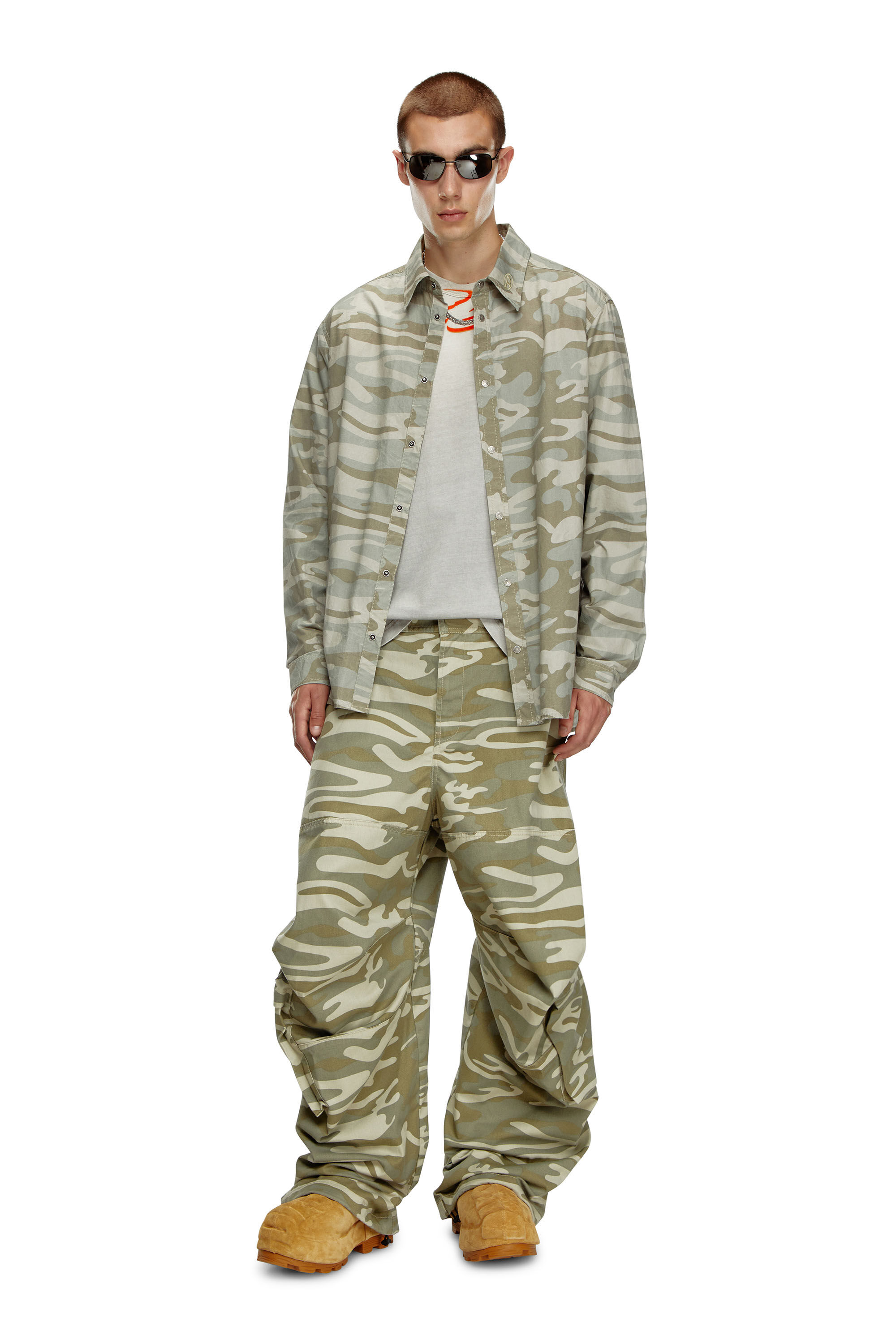 Men's Cargo pants with camo print | Green | Diesel