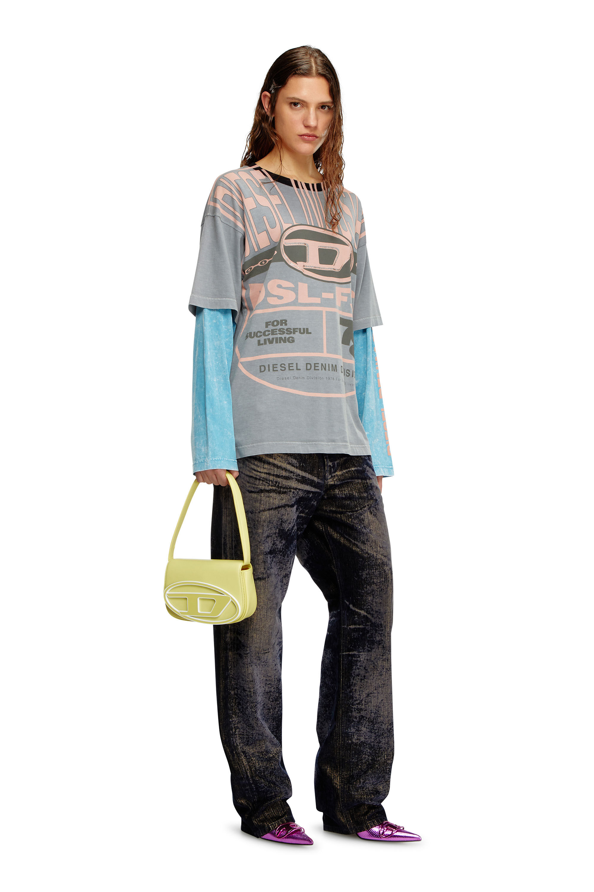 Diesel - 1DR, Woman 1DR-Iconic shoulder bag in pastel leather in Yellow - Image 6