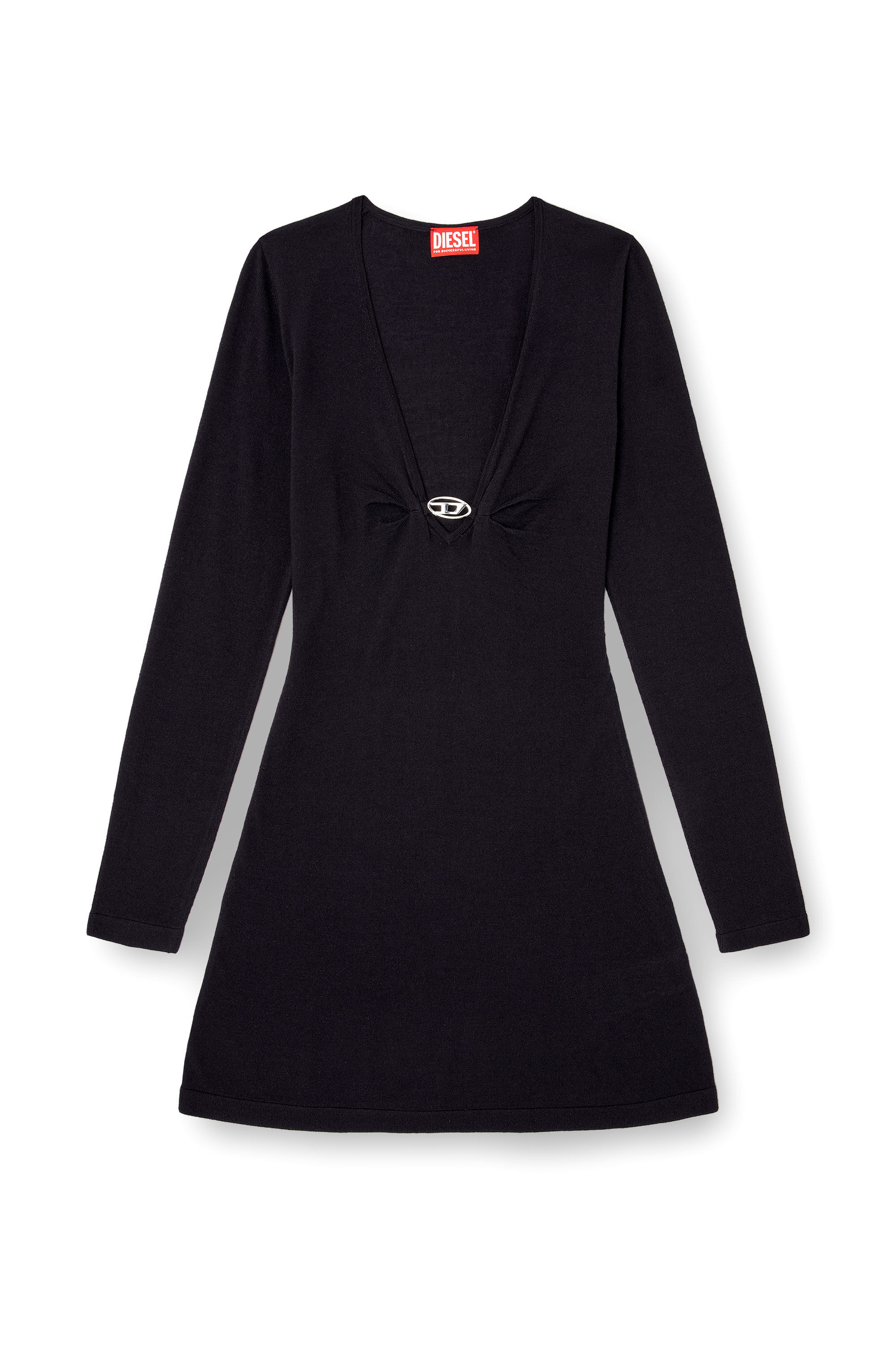 Diesel - M-PLACKY, Woman's Long sleeved knitted dress in Dark Blue - 2