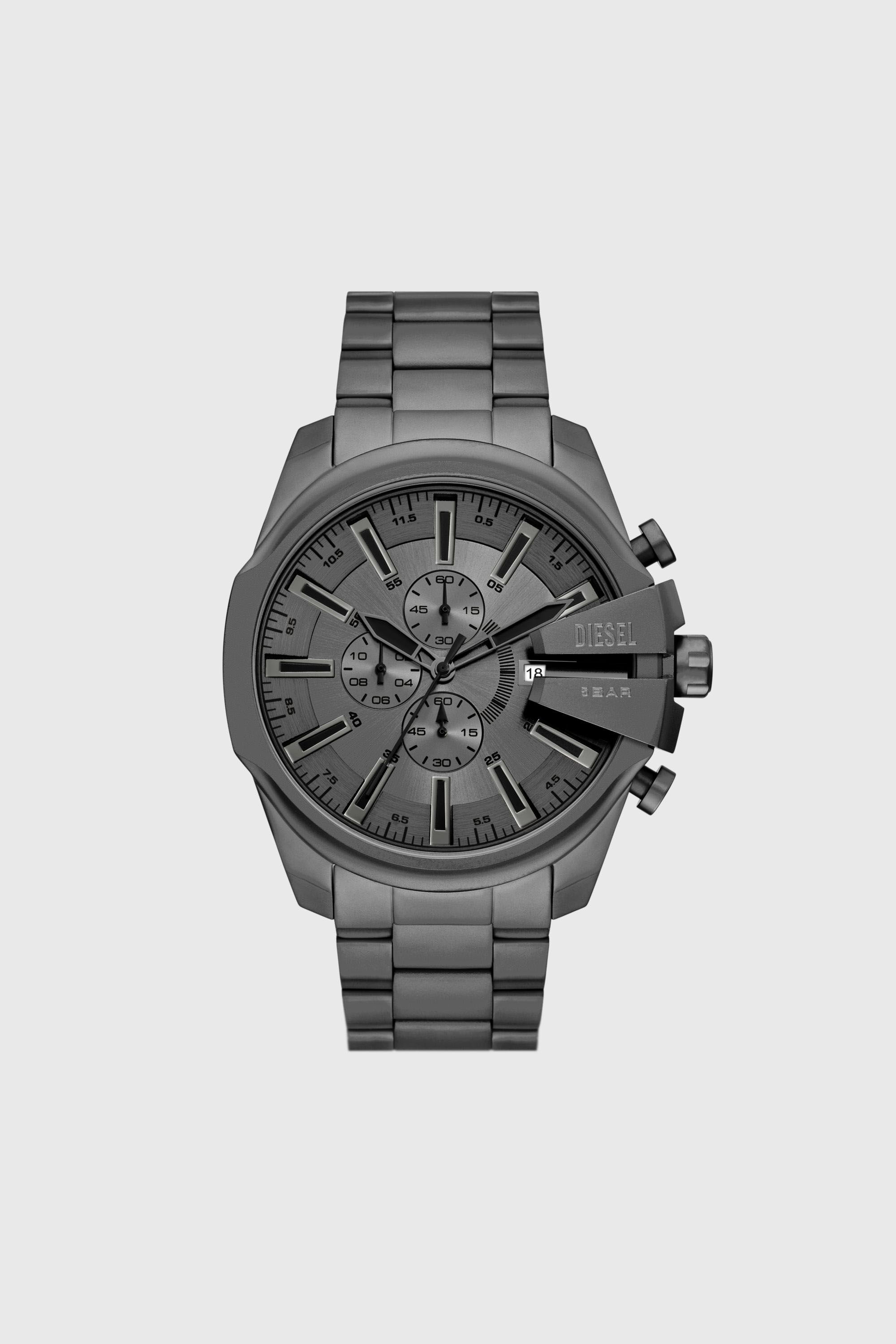 Diesel - DZ4676, Man's Diesel Mega Chief Slim Chronograph Gray Stainless Steel Watch in Dark grey - 1