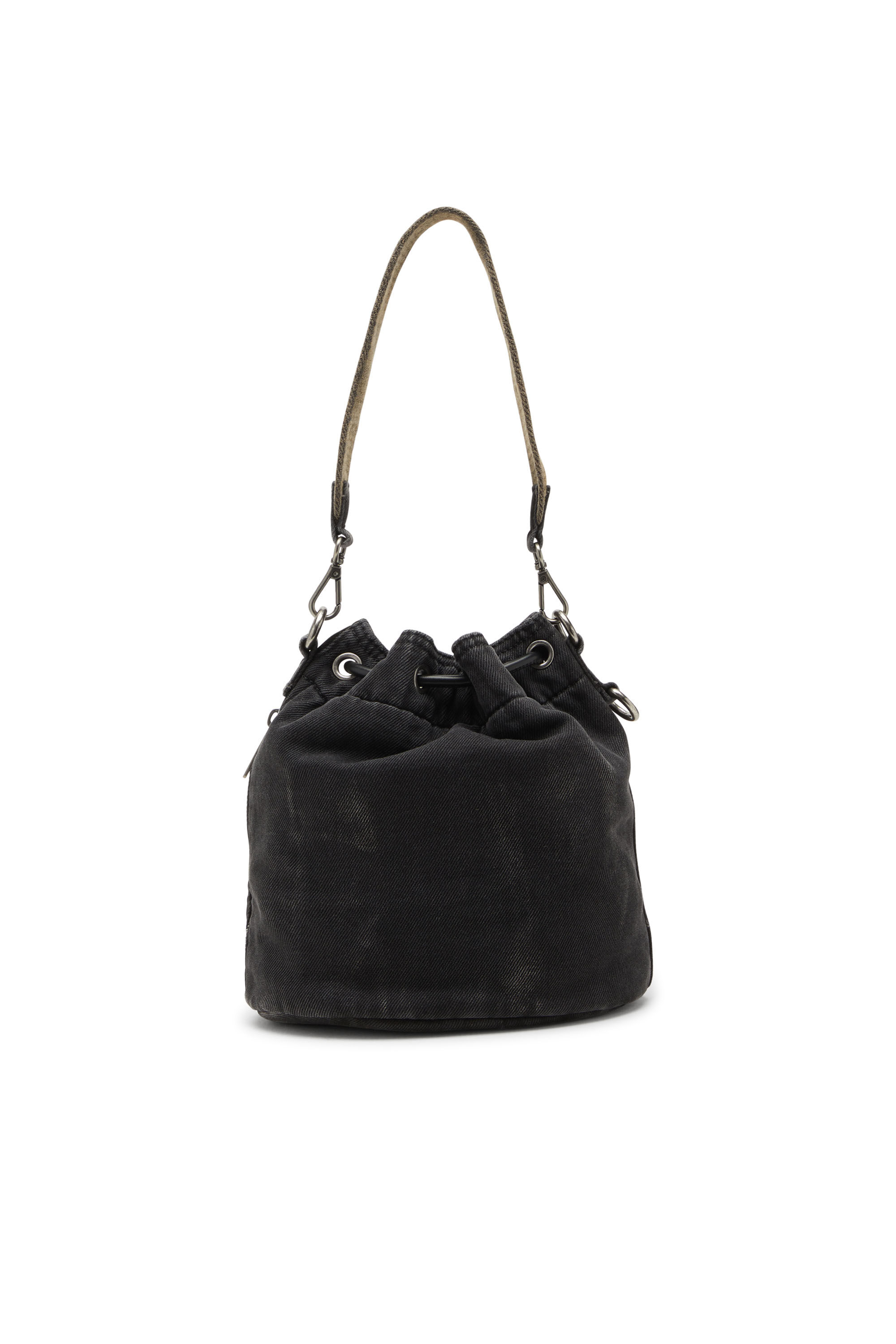 Women's Multi-Pkts-Multipocket bucket bag in washed denim | Black