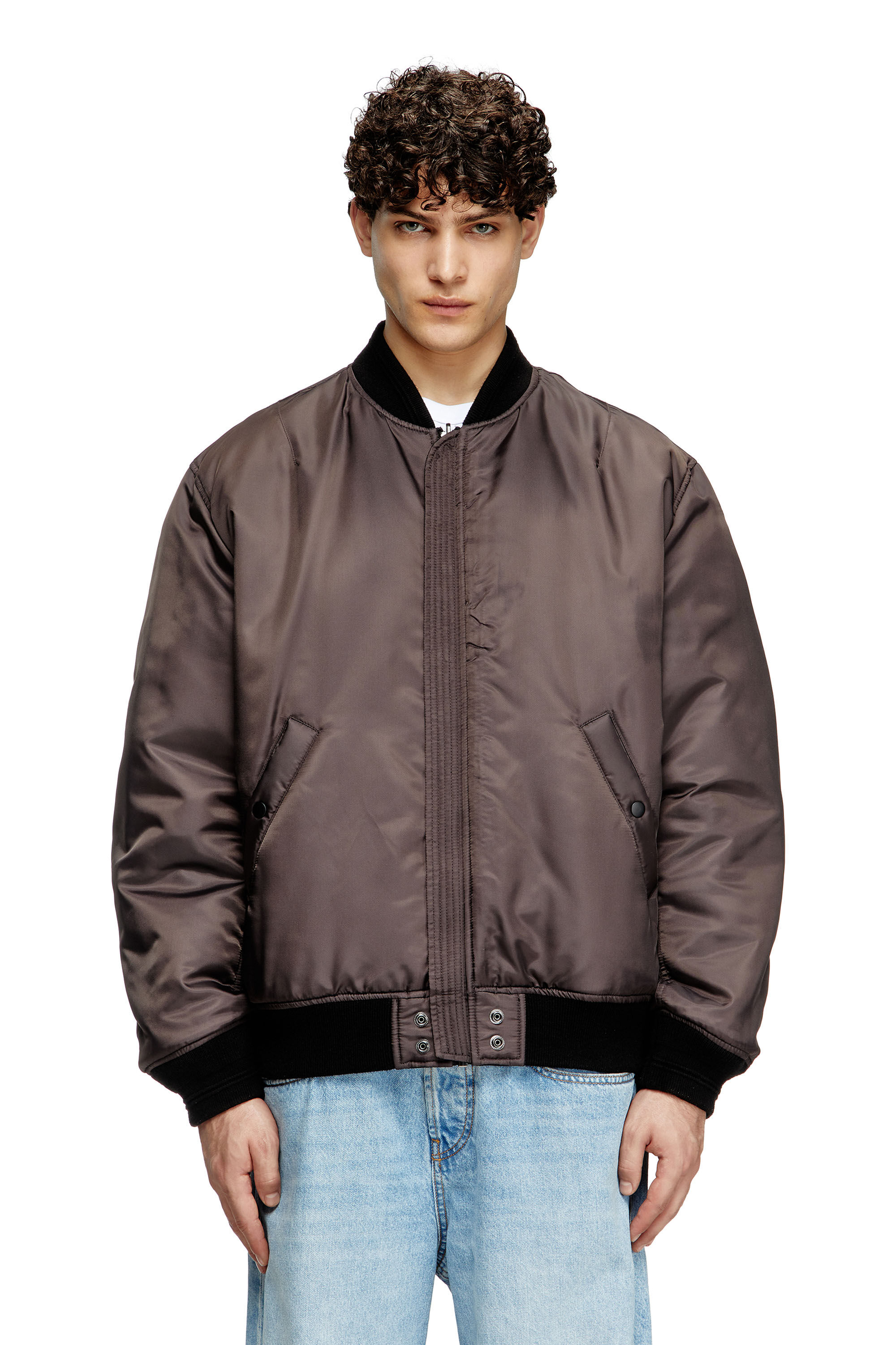 Men's Bomber jacket in padded nylon with Oval D | Black | Diesel
