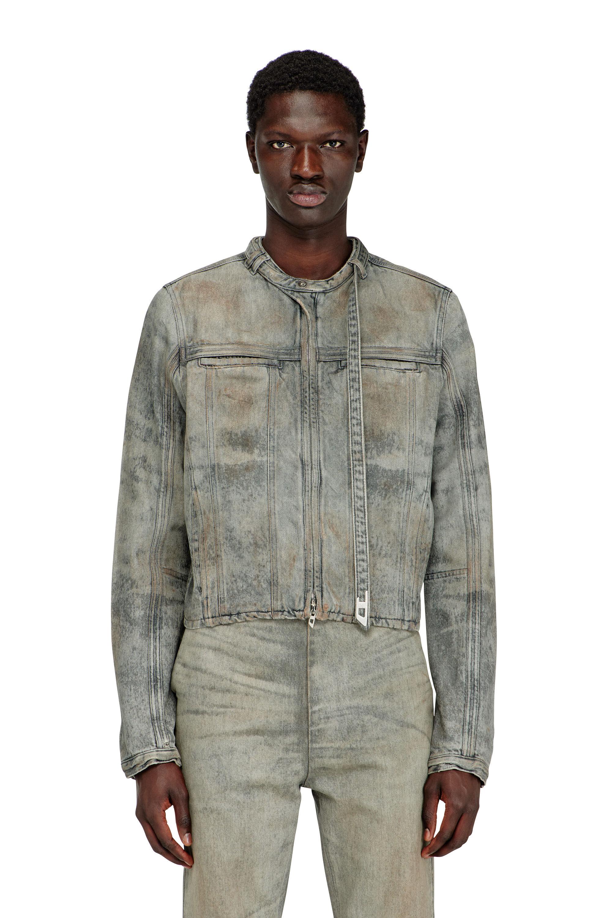 Diesel - D-VULMAR-FSI, Man's Jacket in cotton-hemp satin denim in Grey - 3