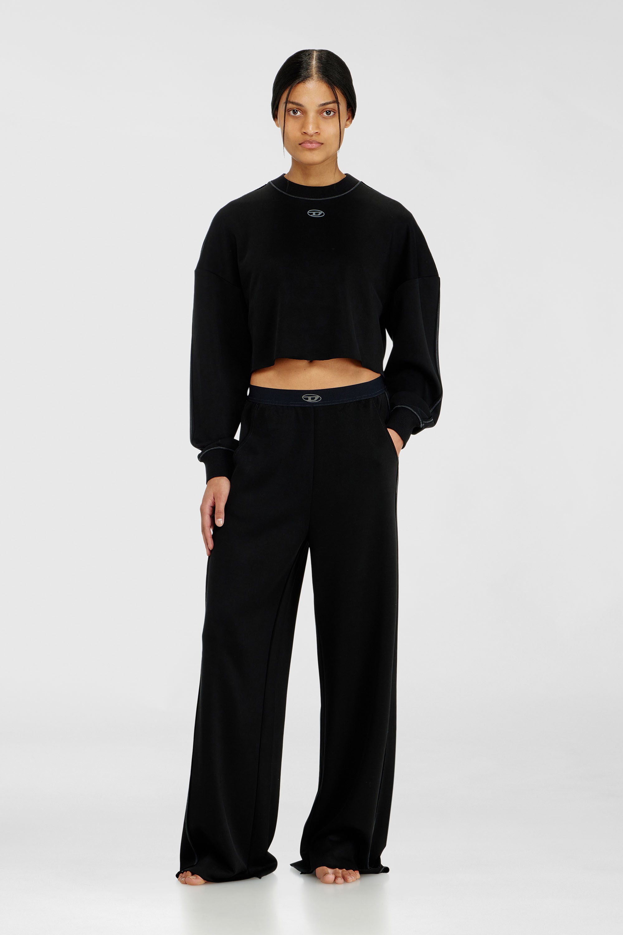Diesel - BLAKE-UTLT, Woman's Crop top in light stretch scuba in Black - 1