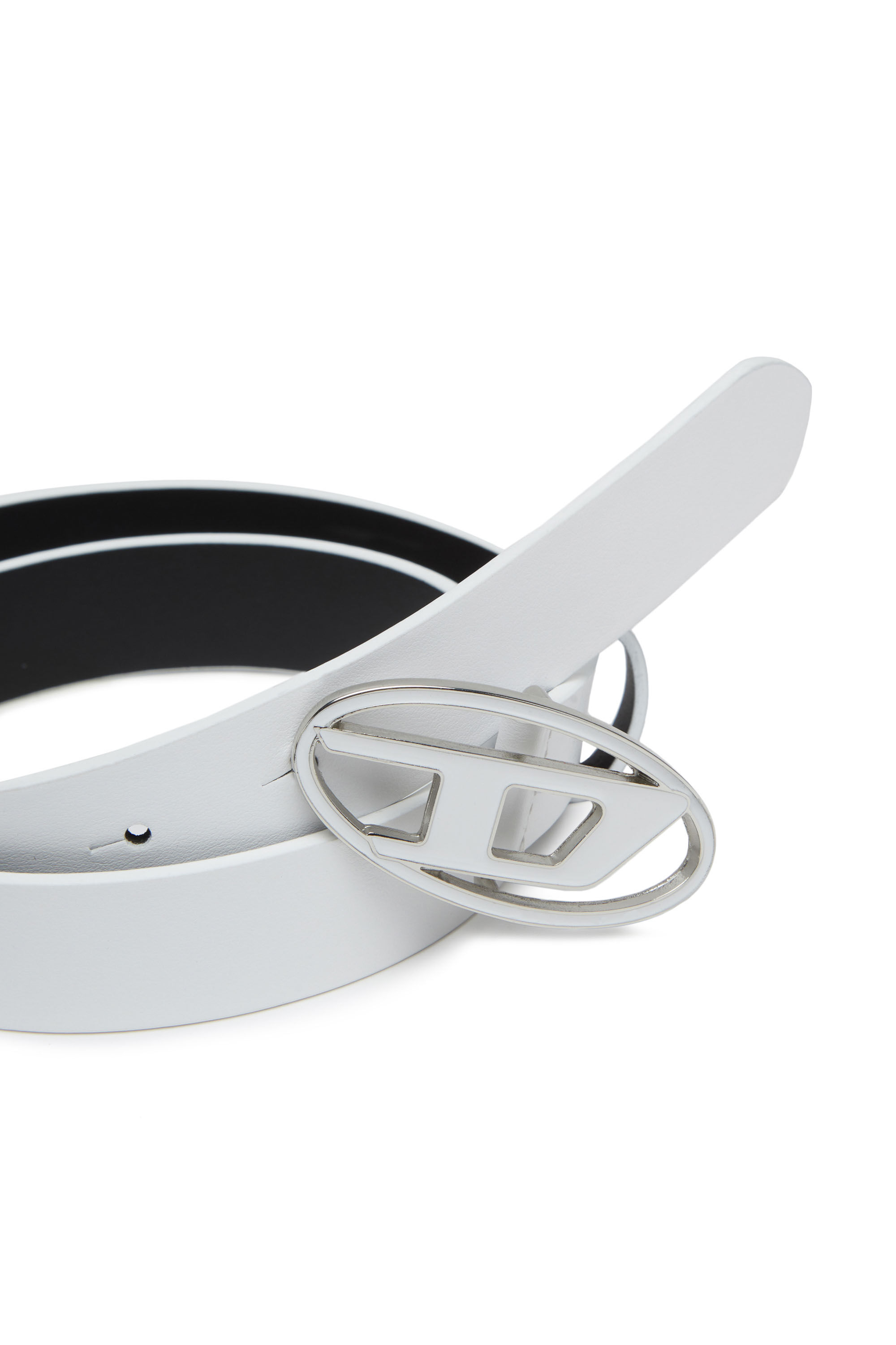 Women's 2.4cm leather belt with enamelled Oval D buckle | White