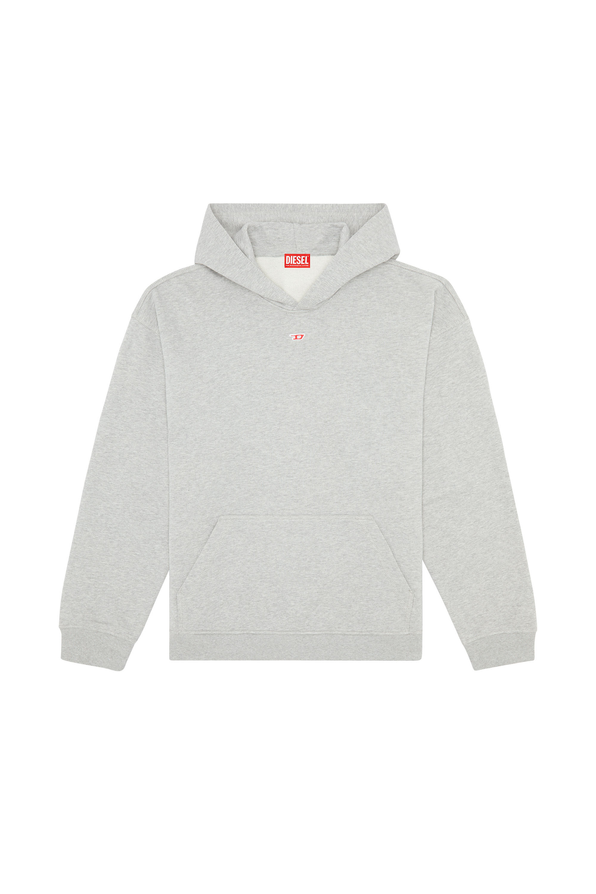 Diesel - S-BOXT-HOOD-D, Man's Hoodie with D logo patch in Light Grey - 2