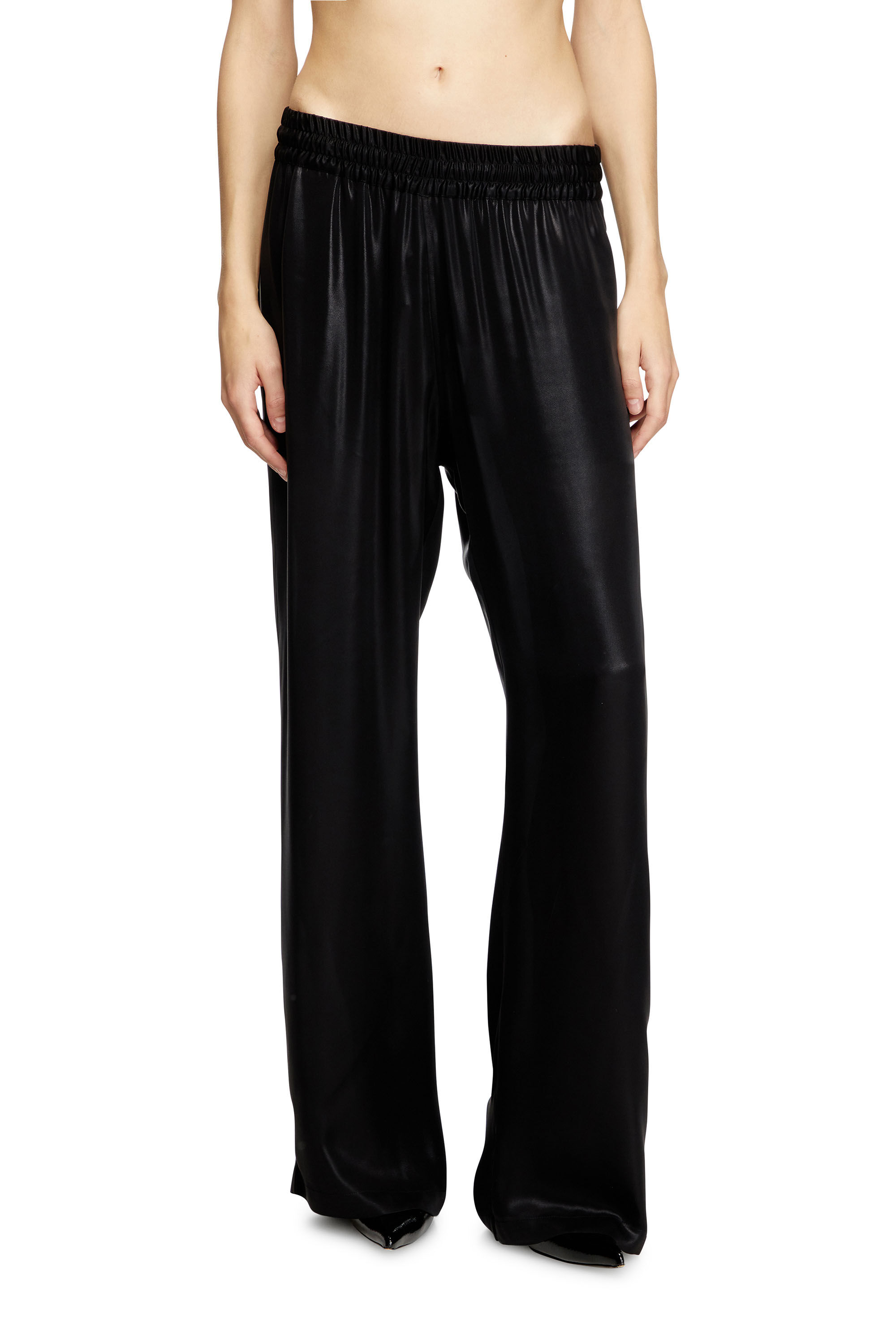 Women's Satin track pants | Black | Diesel