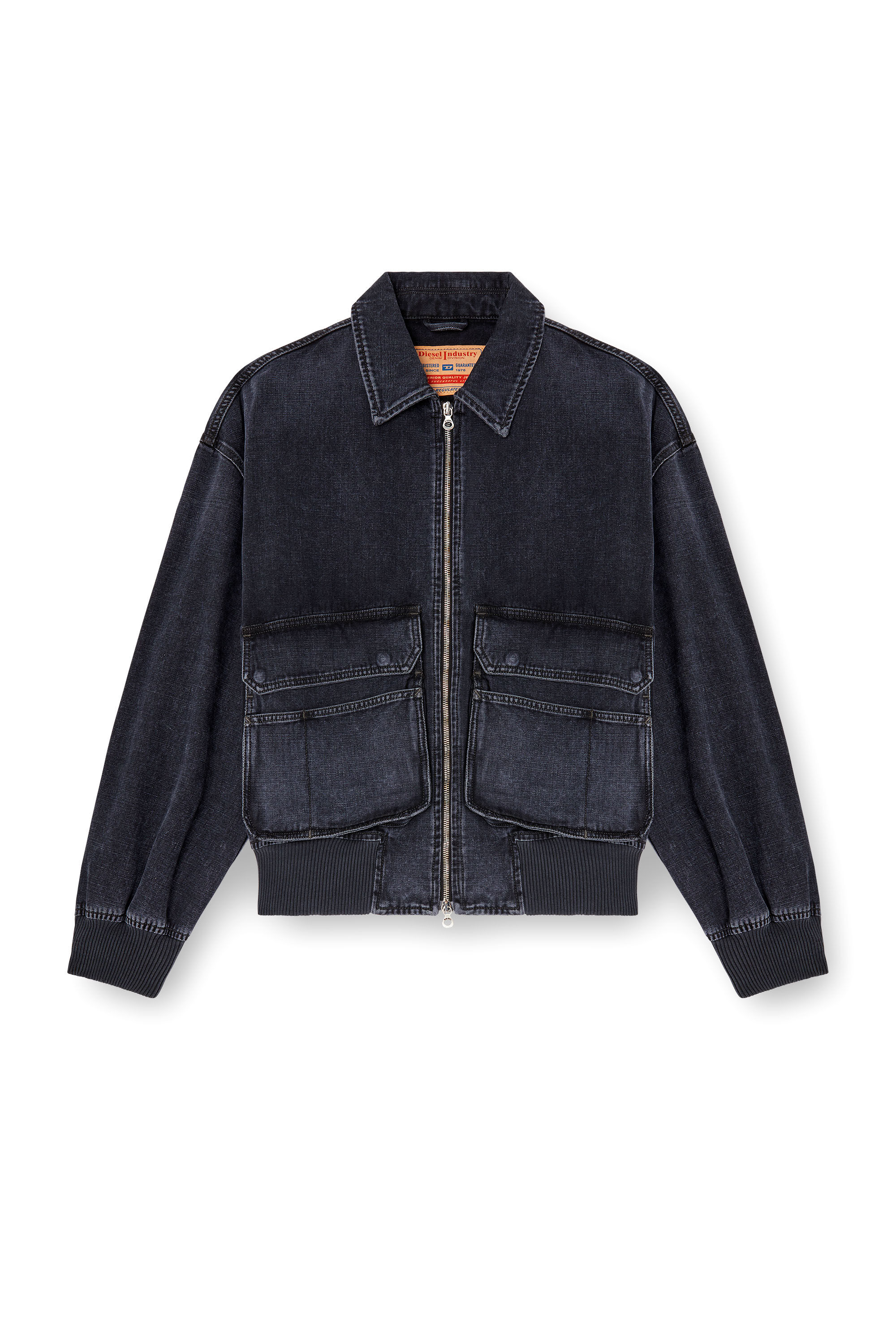 ジャケット・アウター DIESEL archive short blouson navy Women's Jacket in batavia-weave denim | Black | Diesel