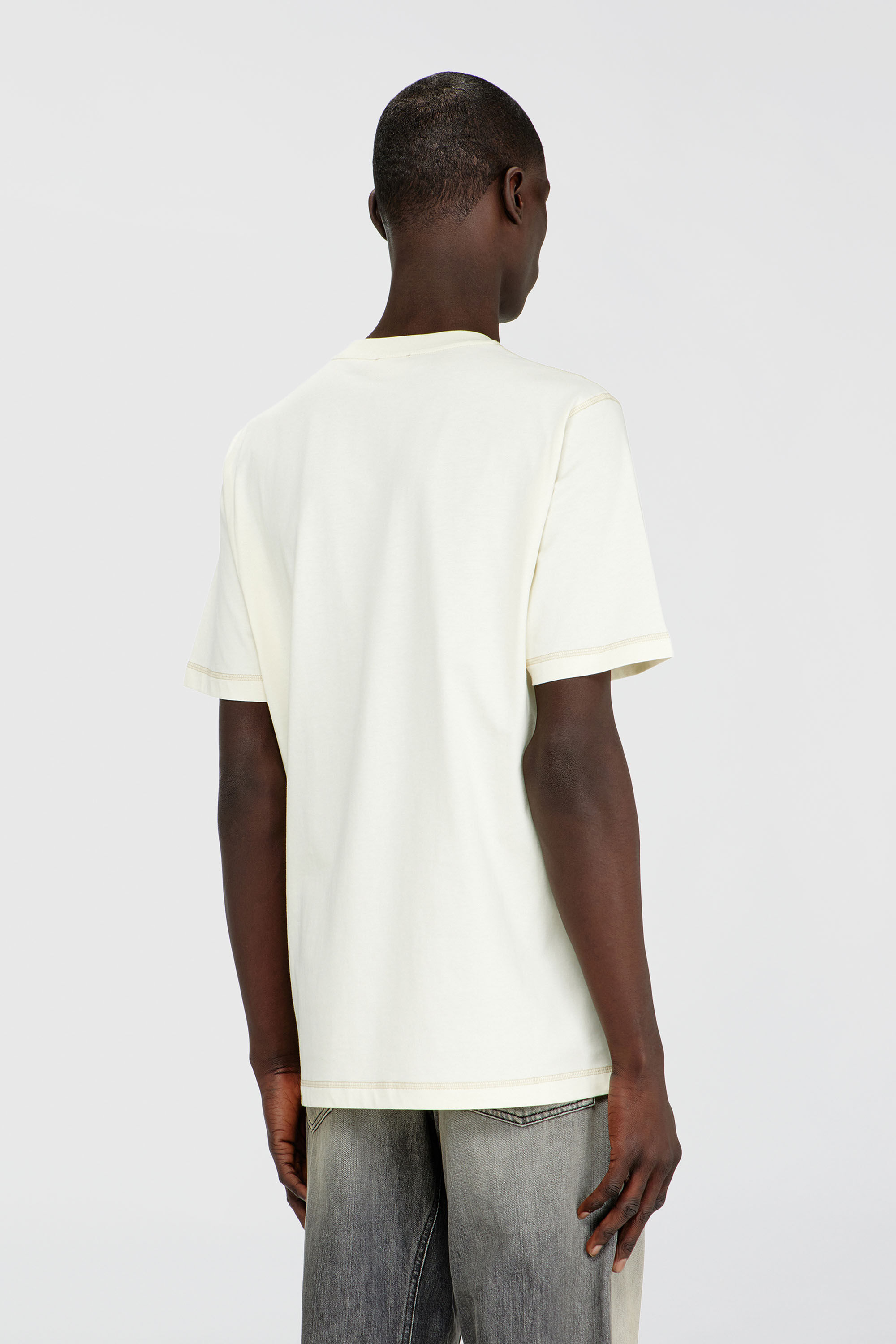 Diesel - T-ADJUST-NOTCH, Man's Regular T-shirt with embroidered patch in White - 4