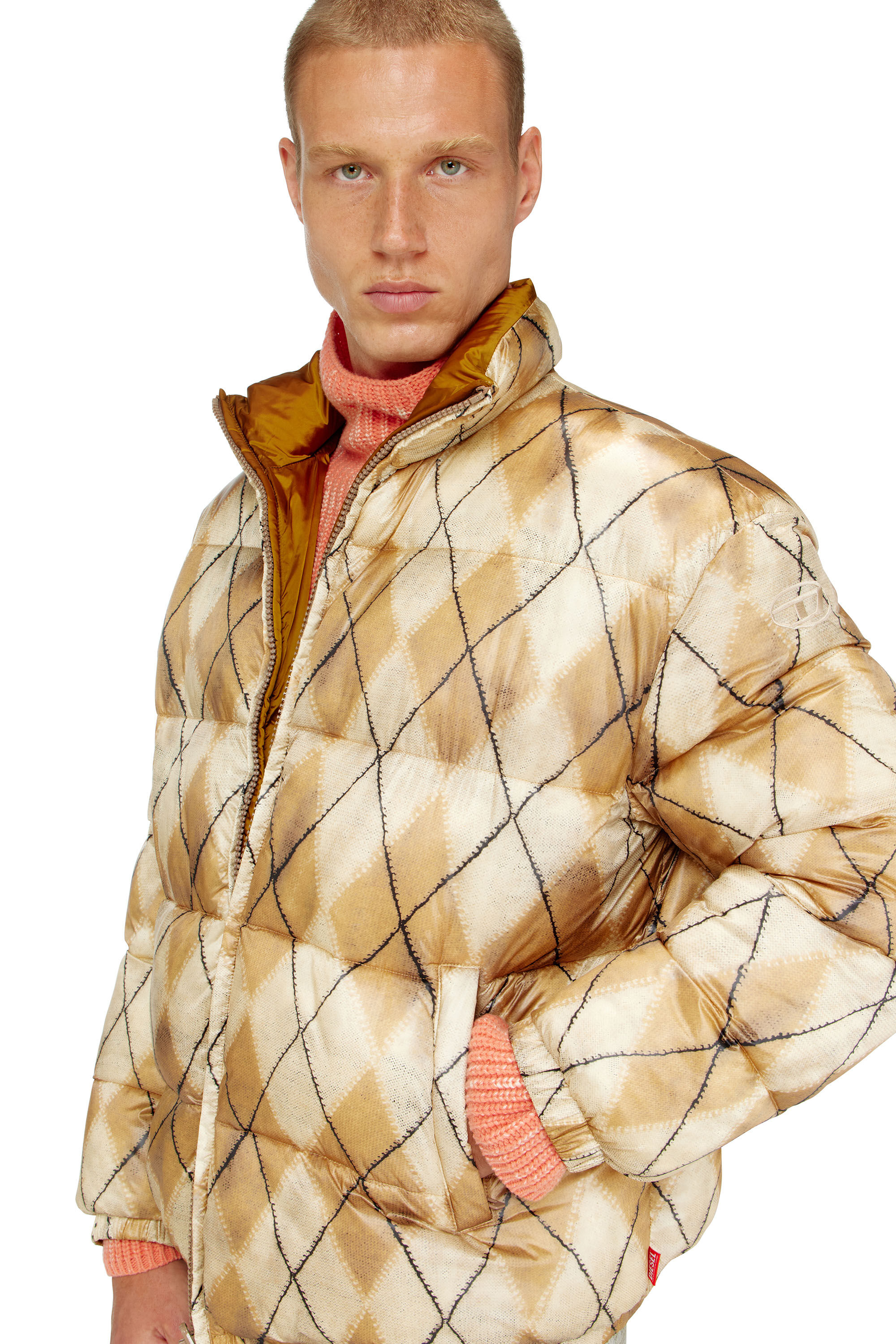 Diesel - W-BOURB-DLCK, Man's Reversible puffer jacket with argyle print in null - 5