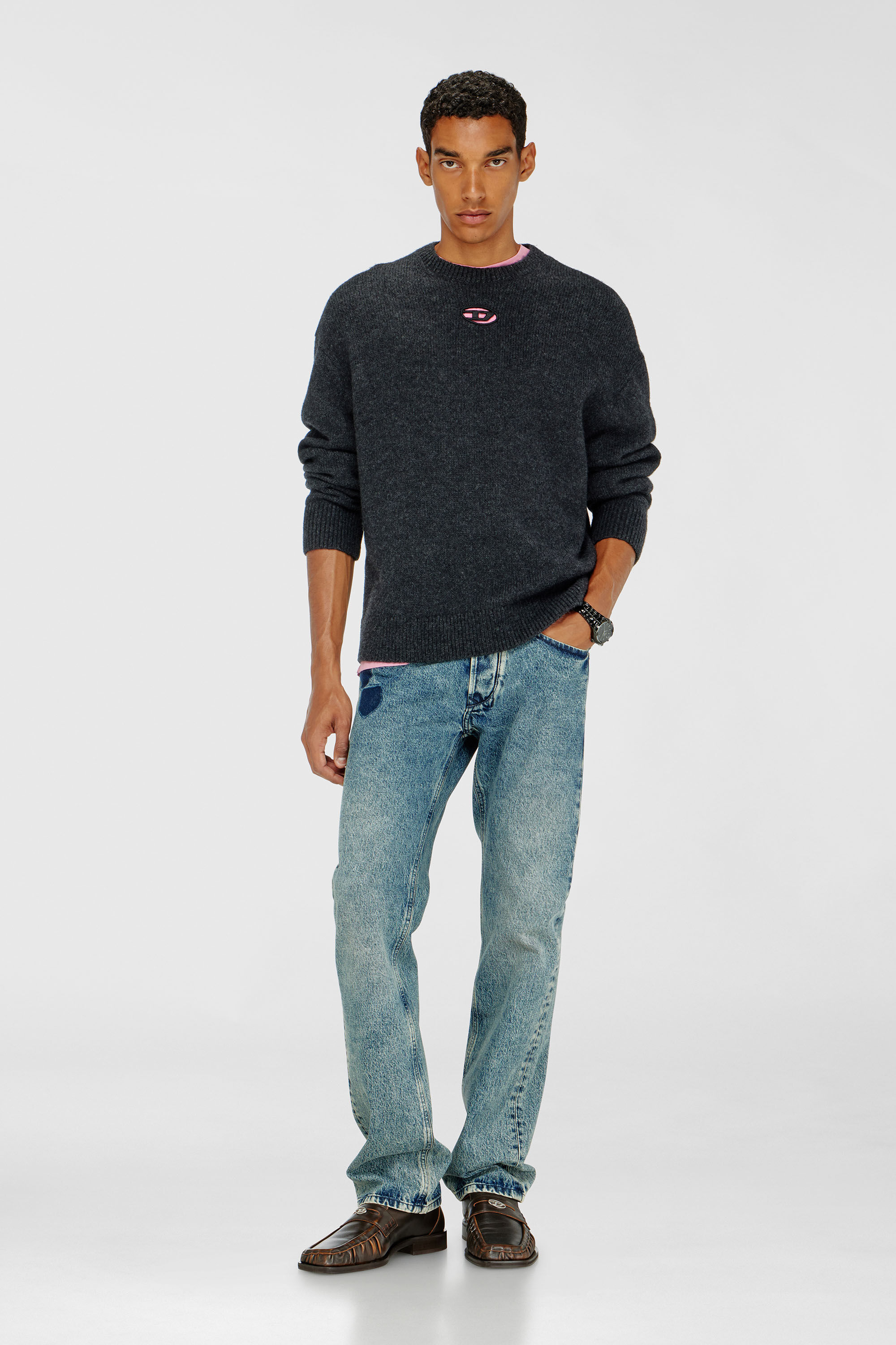 Diesel - K-AREESO, Man's Jumper in wool and alpaca blend in Black - 1