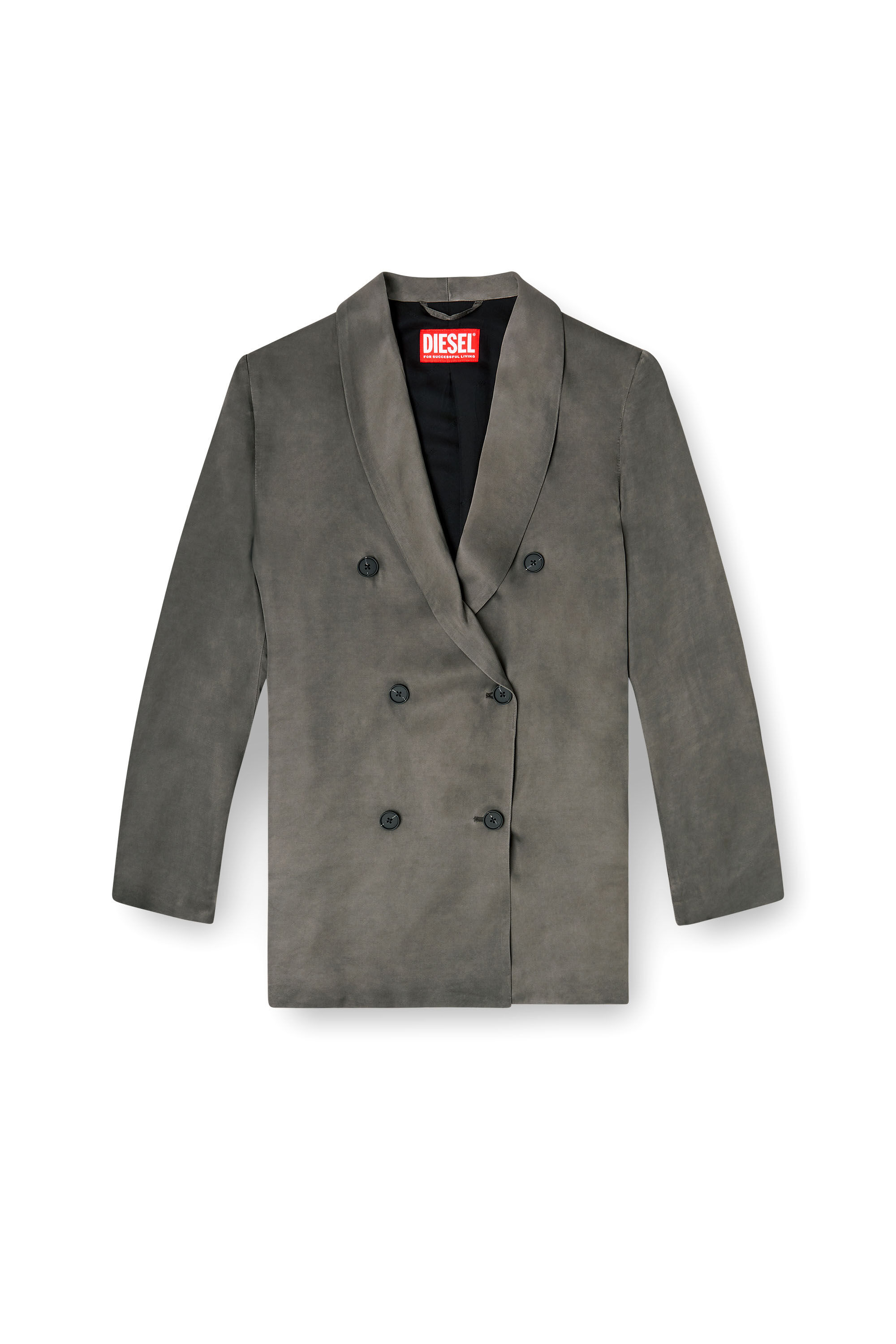 Diesel - G-AVINA-S1, Woman's Blazer in treated fluid viscose in Dark grey - 2