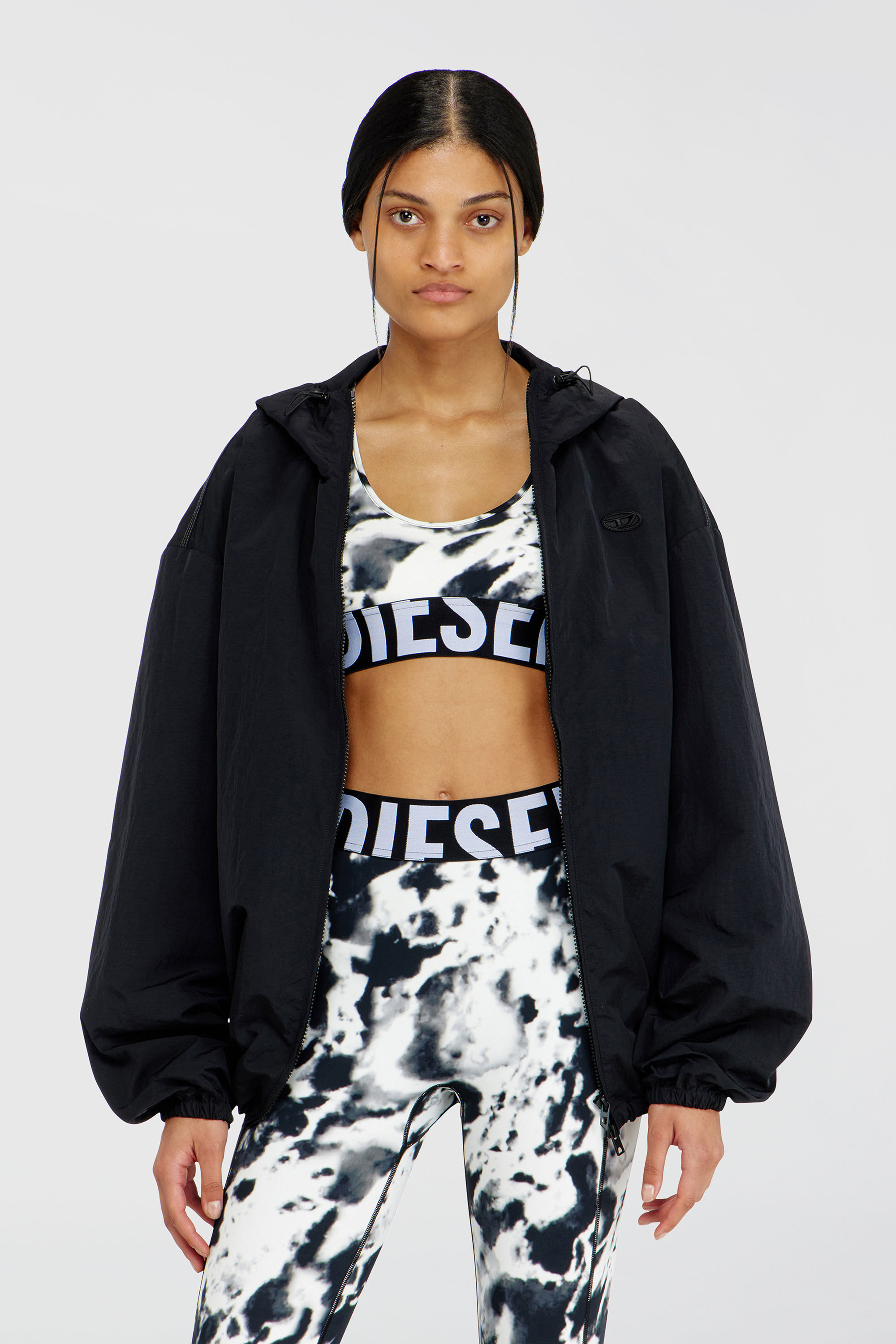 Diesel - ALLISON-D-POP, Woman's Sports bra in printed microfibre in White/Black - 5