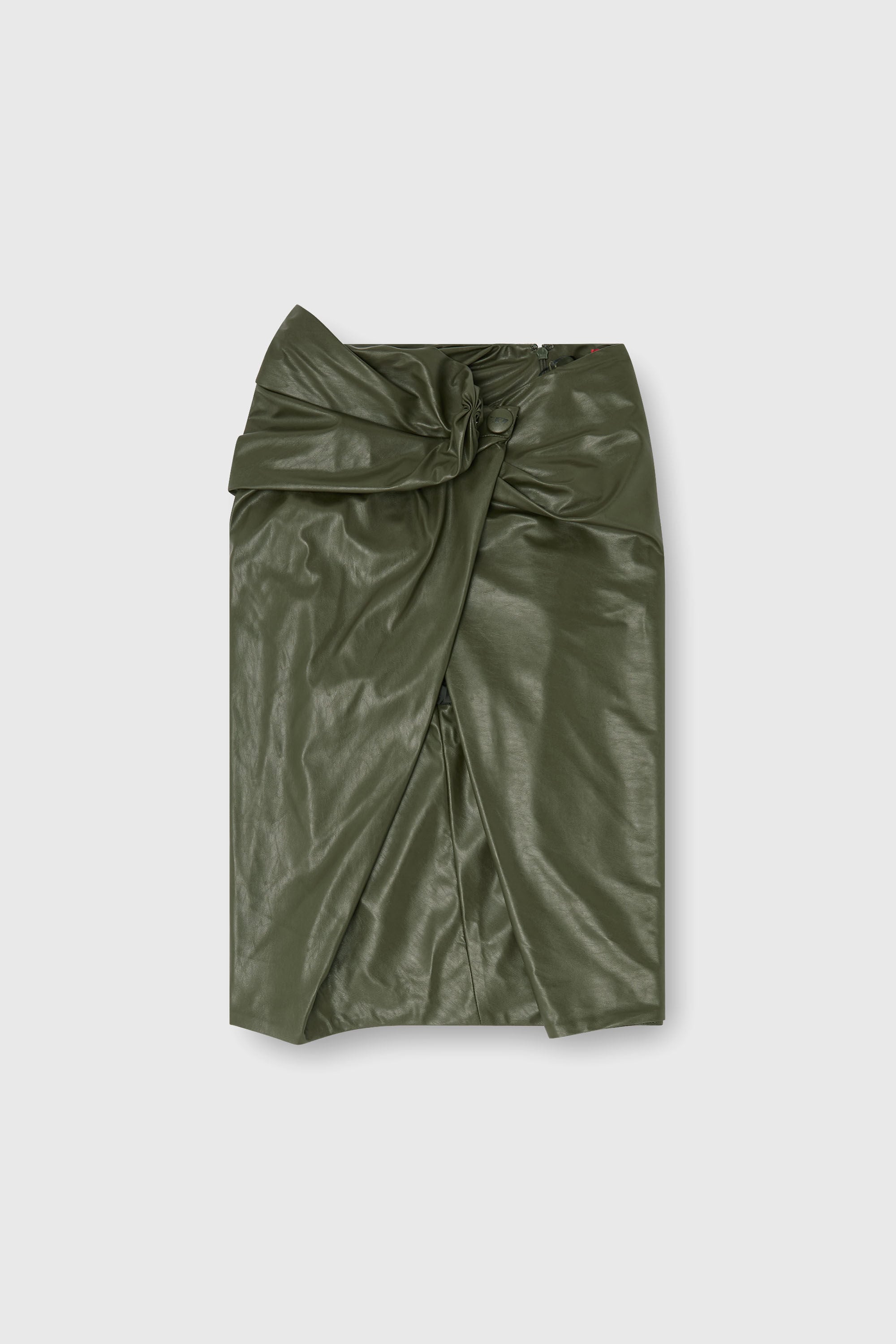 Diesel - O-DASLI, Woman's Draped pencil skirt with split in Military Green - 2