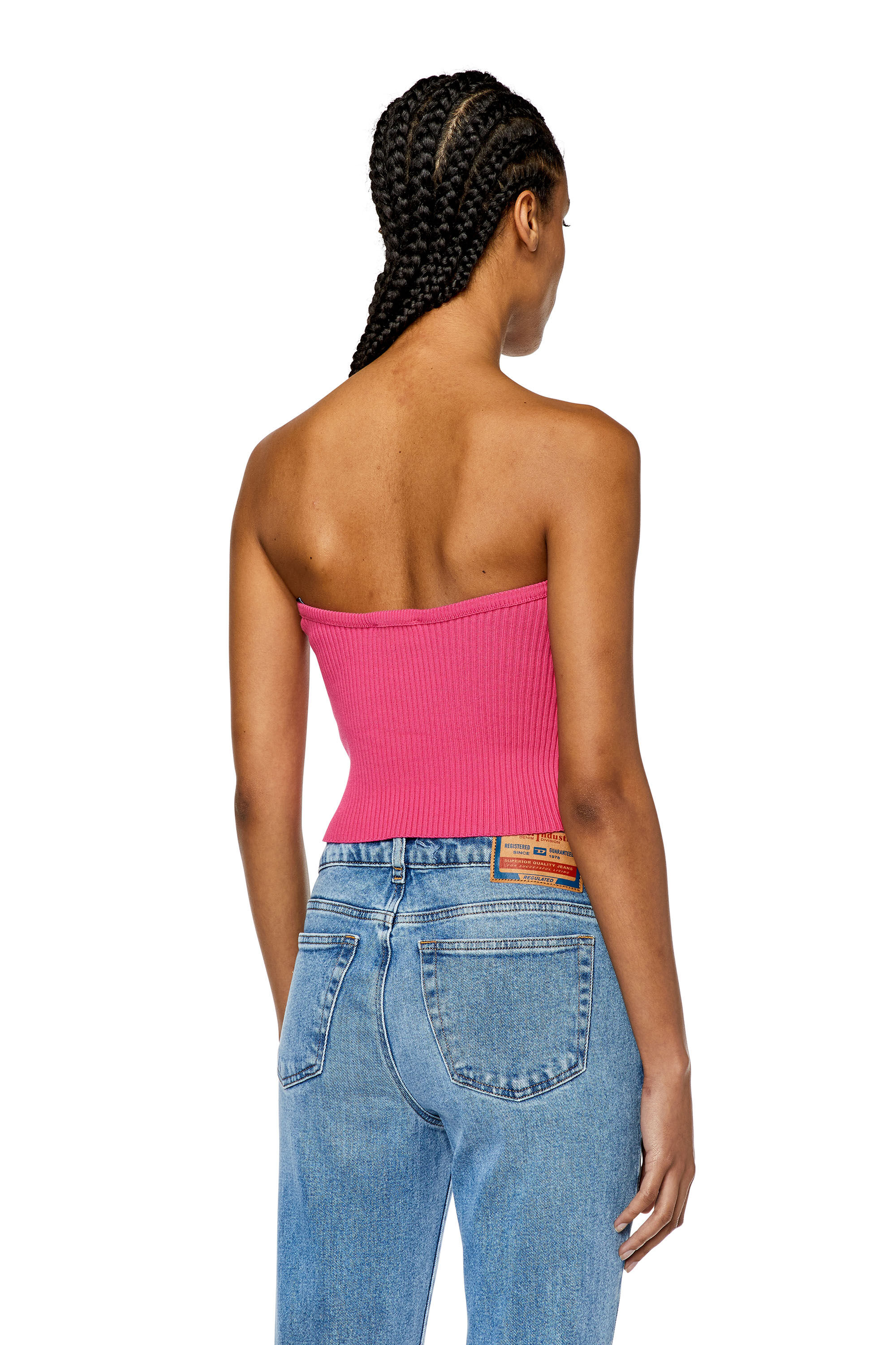 Diesel - M-CLARKSVILLE-B, Woman Bandeau top with oval D plaque in Pink - Image 4