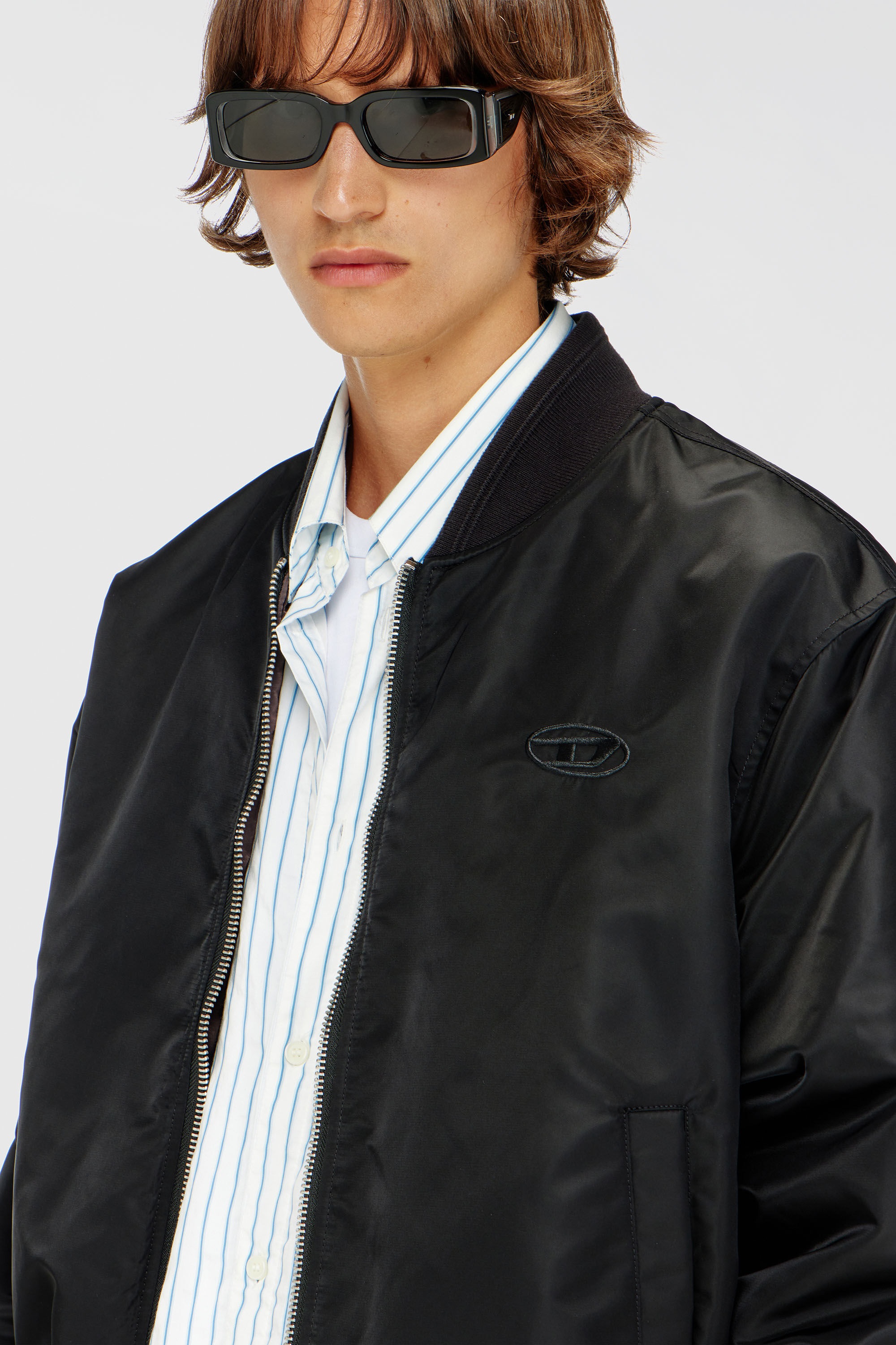 Diesel - W-TYPE-D1, Man's Padded bomber jacket with Oval D embroidery in Black - 5