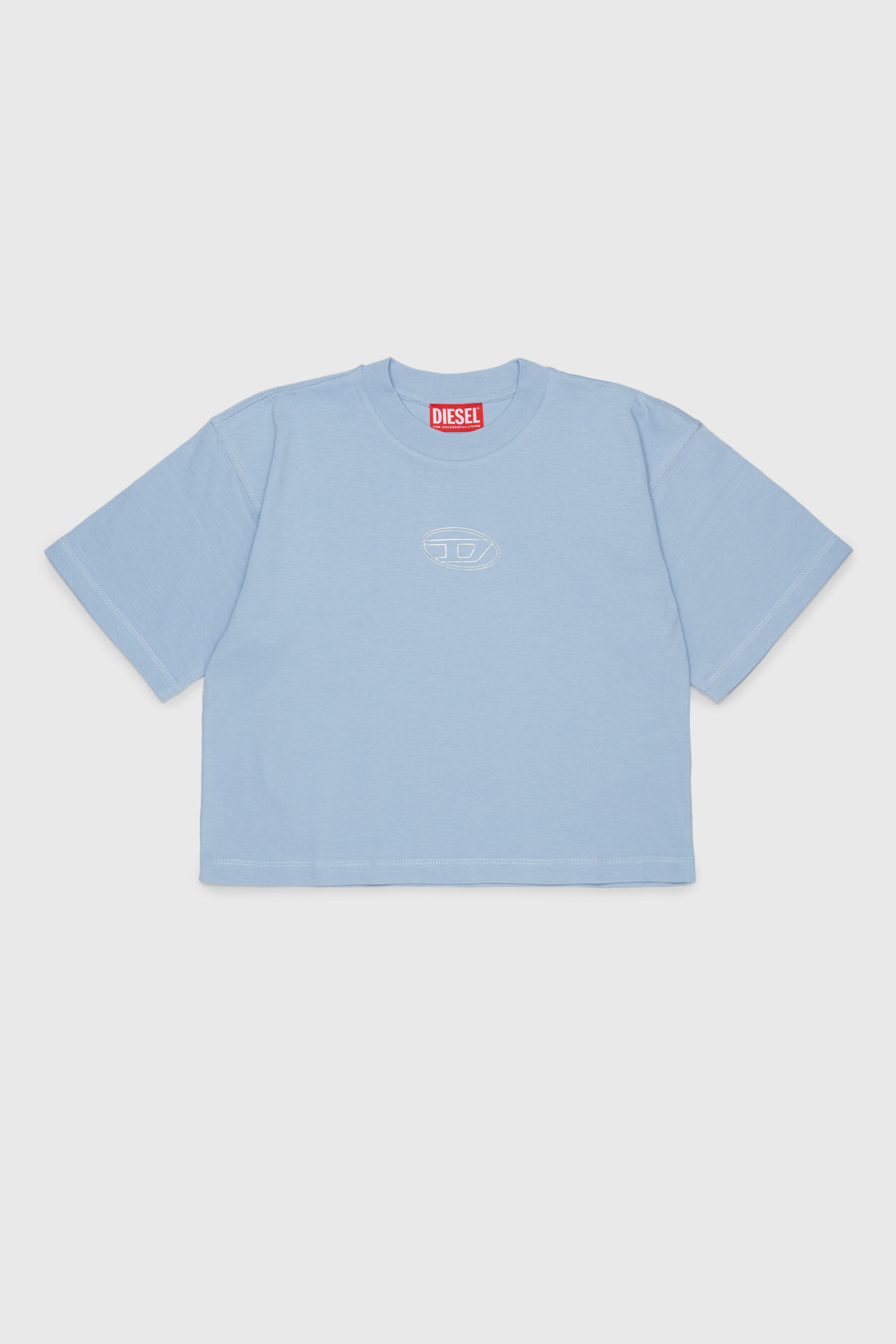Diesel - TLIXIN, Woman's Cropped T-shirt with Oval D logo in Light Blue - 1