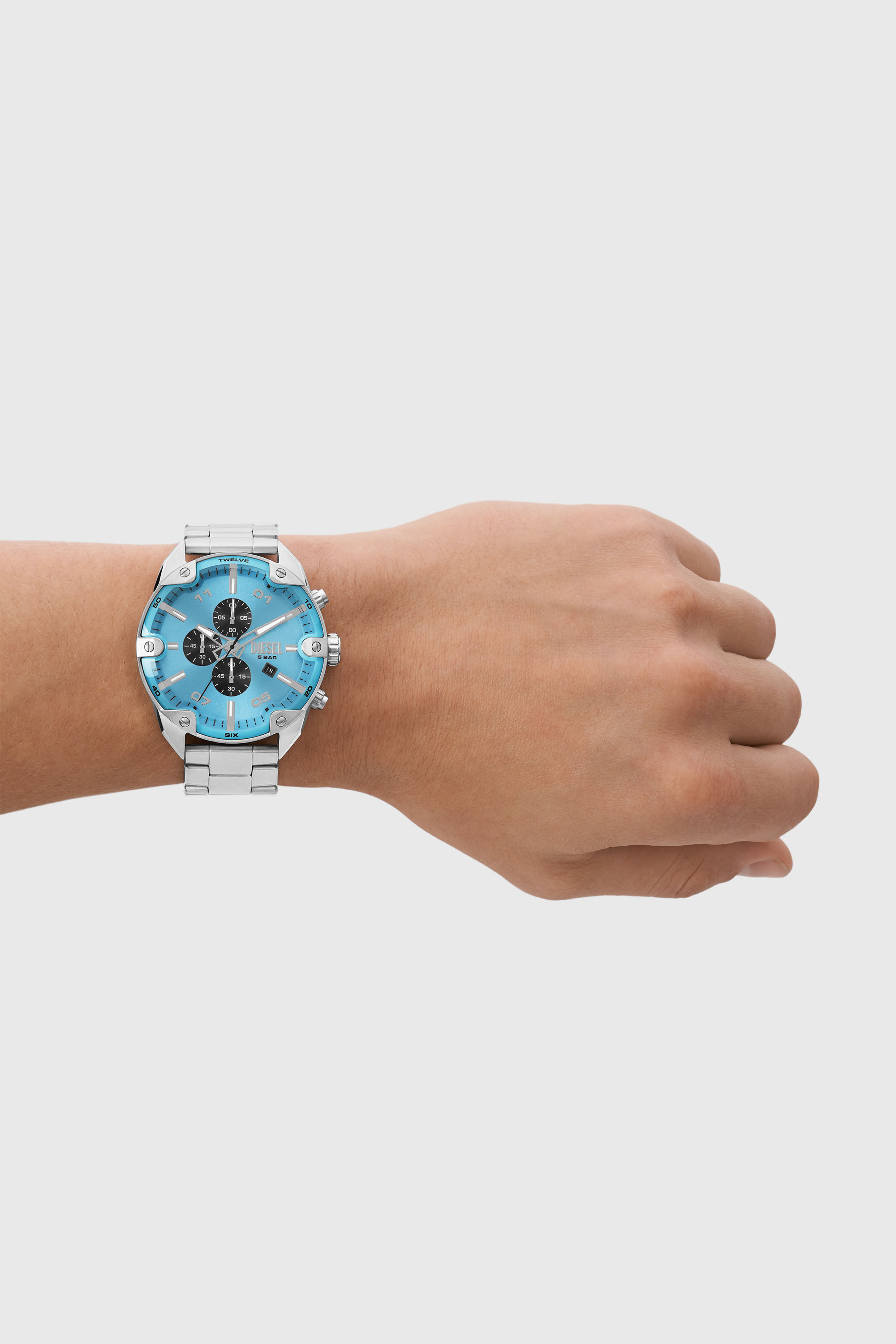 Men's Spiked chronograph stainless steel watch | Silver | Diesel RO