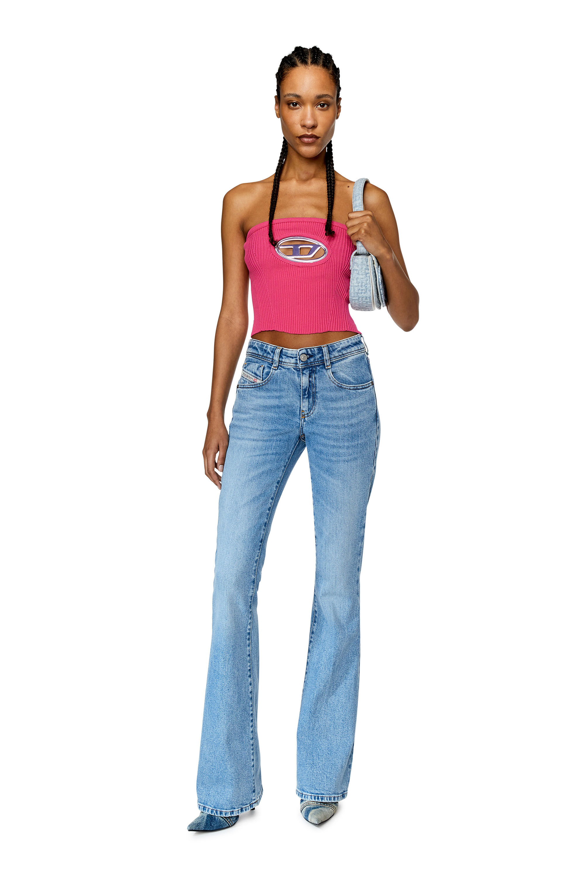 Diesel - M-CLARKSVILLE-B, Woman Bandeau top with oval D plaque in Pink - Image 1