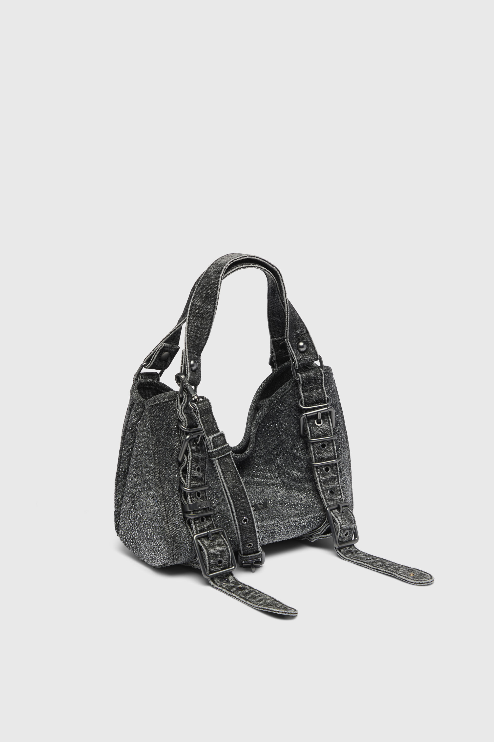Diesel - D-ONE TOPHANDLE S, Woman's D-One-Small top-handle bag in crystal solarised denim in Black - 4