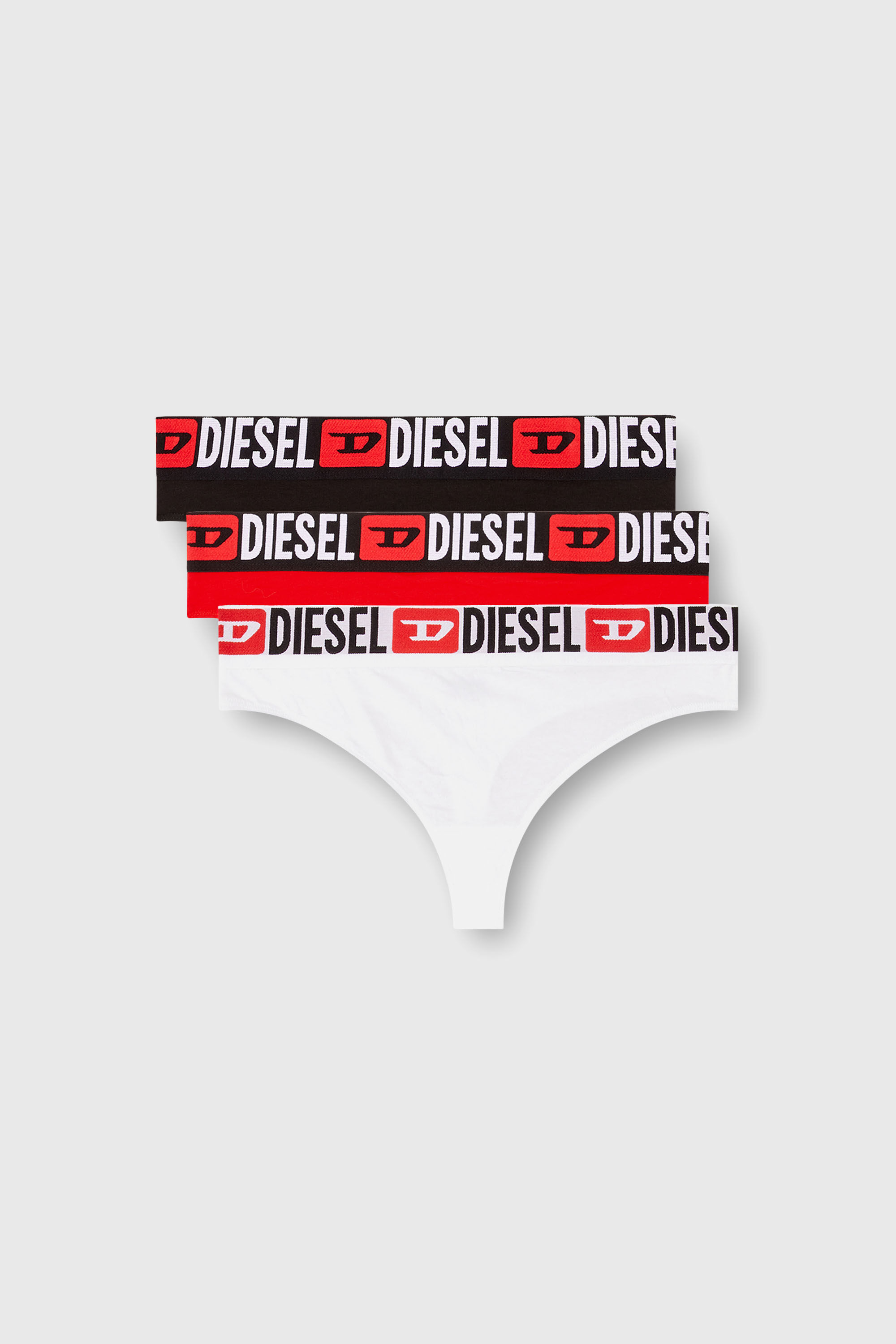 Diesel - UFST-STARS-THREEPACK, Woman's 3-pack thongs with logo waist in Black/Red - 2