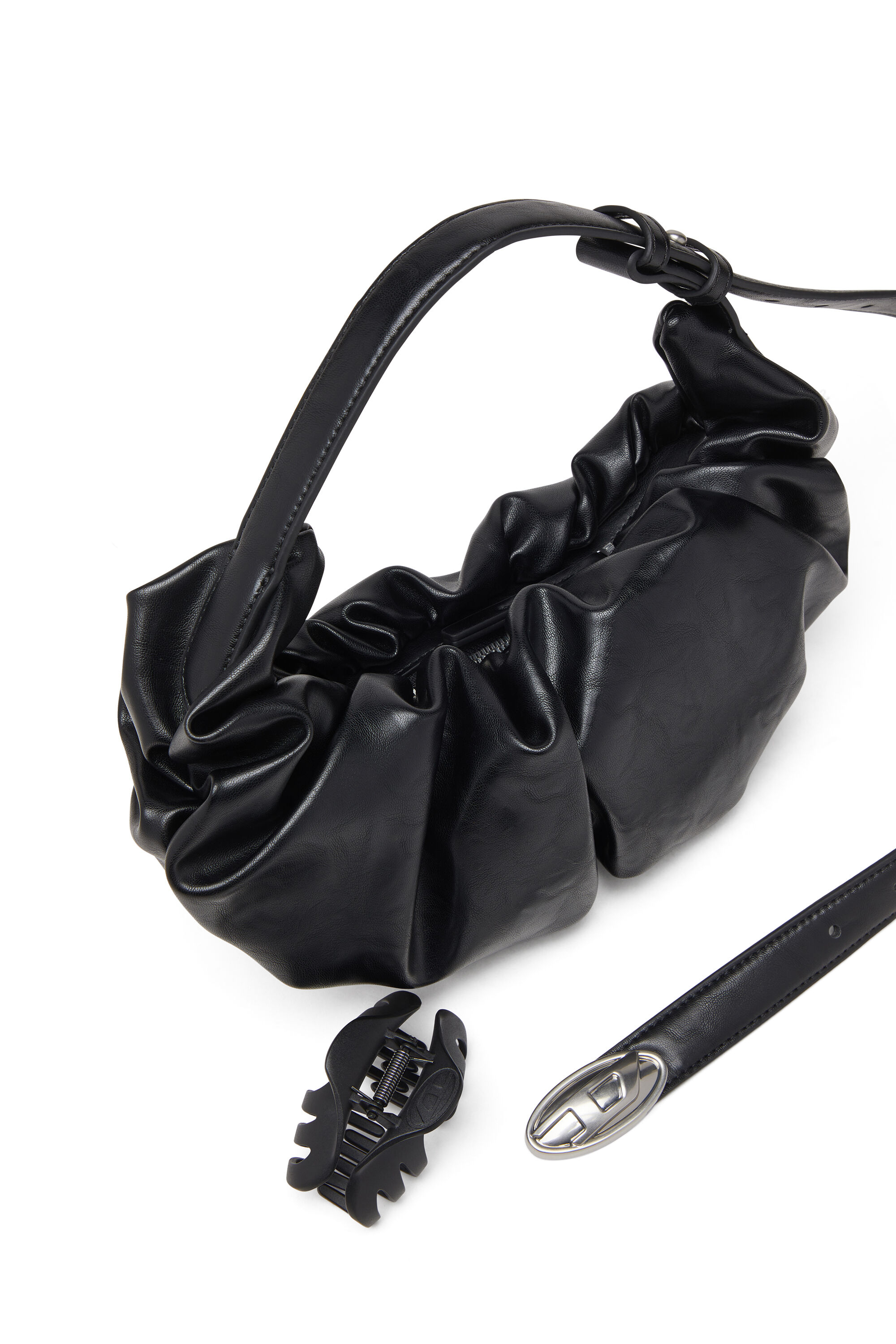 Women's Grab-D-Small scruched hobo bag | Black | Diesel