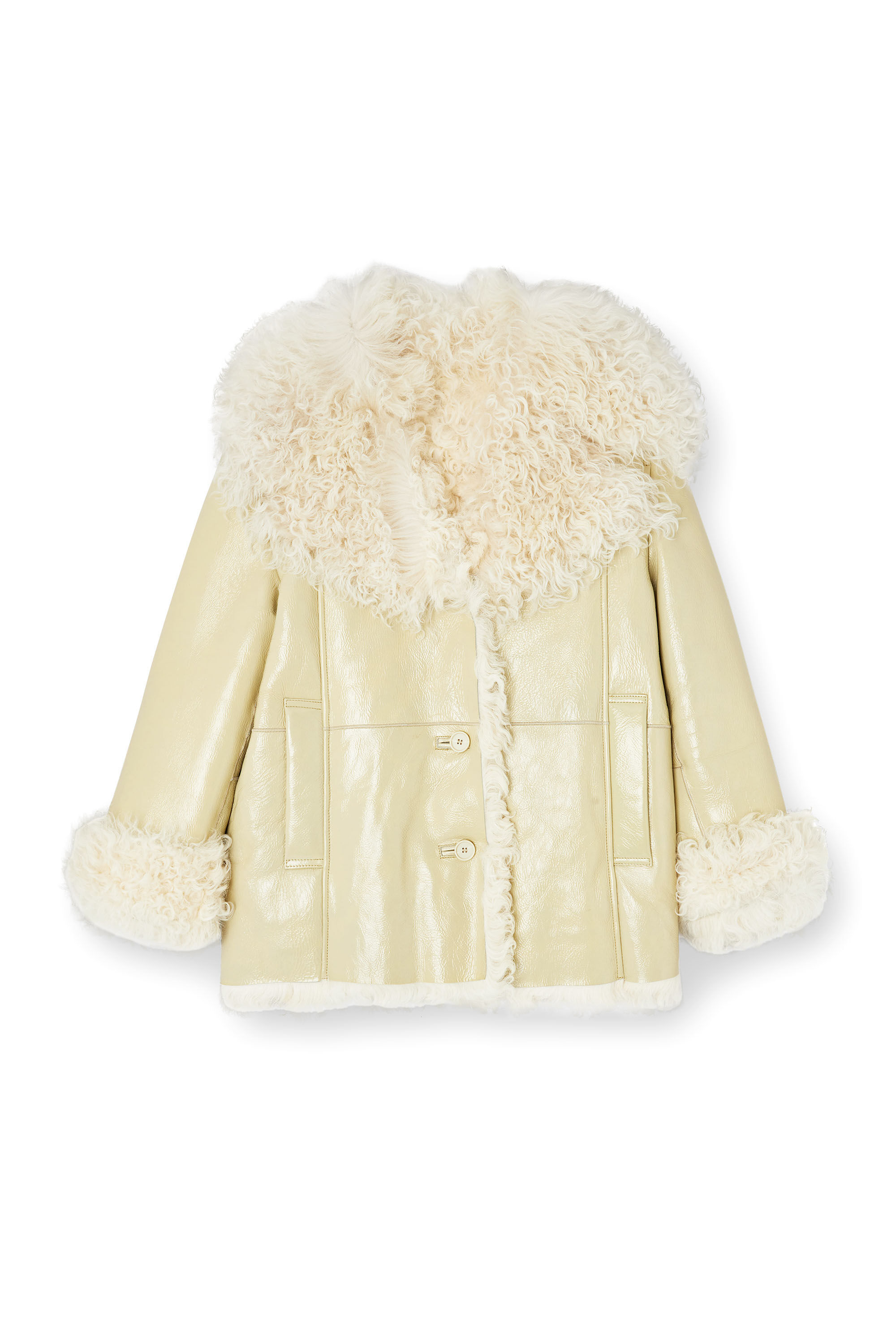 Diesel - L-ACONIC, Woman's Patent shearling jacket in null - 1
