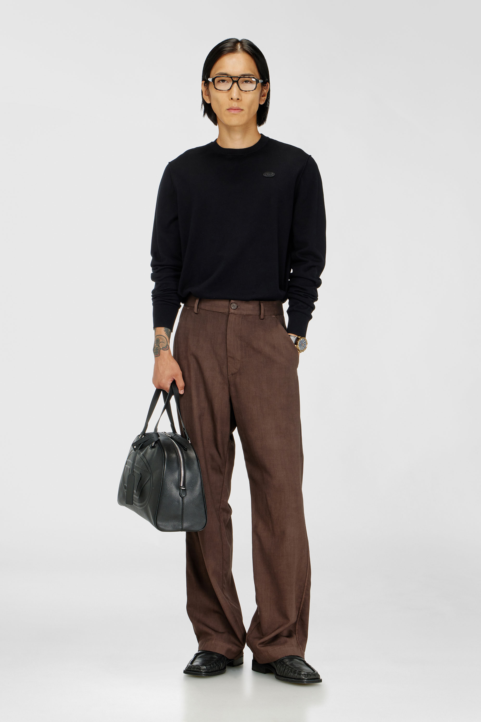 Diesel - K-FREEX-TAG-T92, Man's Cotton knitwear with tonal logo in Black - 1