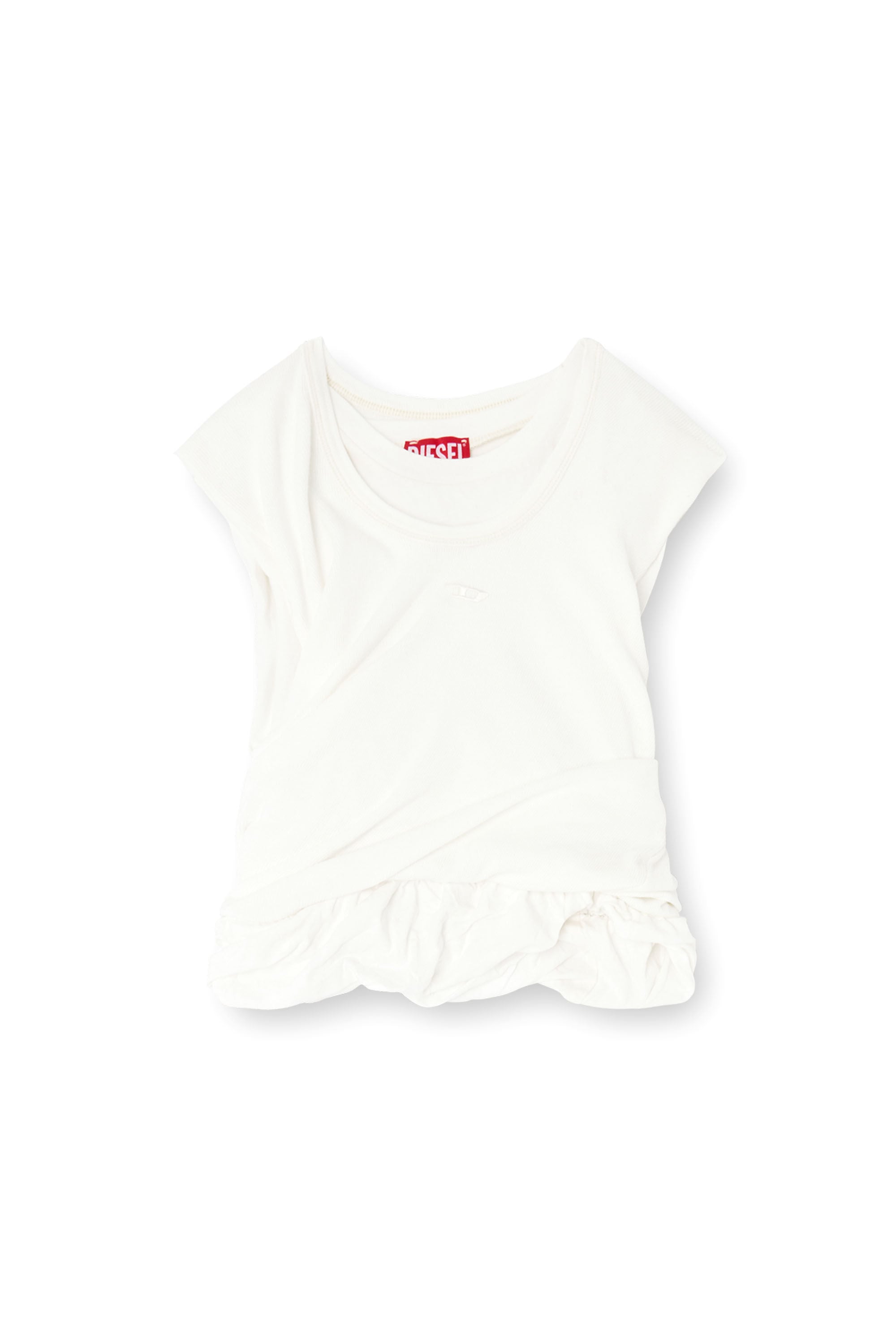 Diesel - T-WISHER-RIB-PL, Woman's Rucked-up tank top in double-layer jersey in White - 2