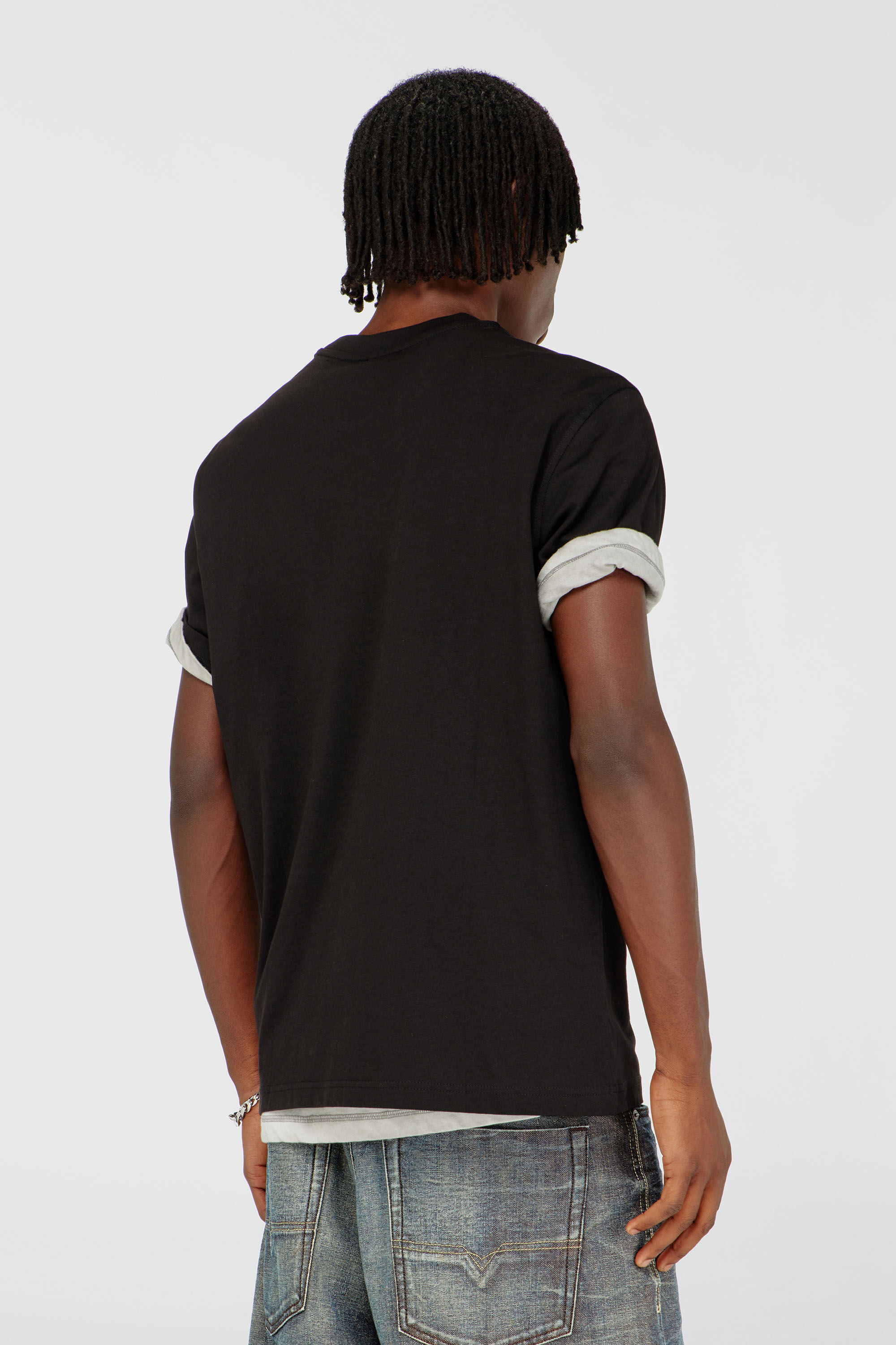 Diesel - T-ADJUST-AA12, Man's Cotton T-shirt with logo patch in Black - 4