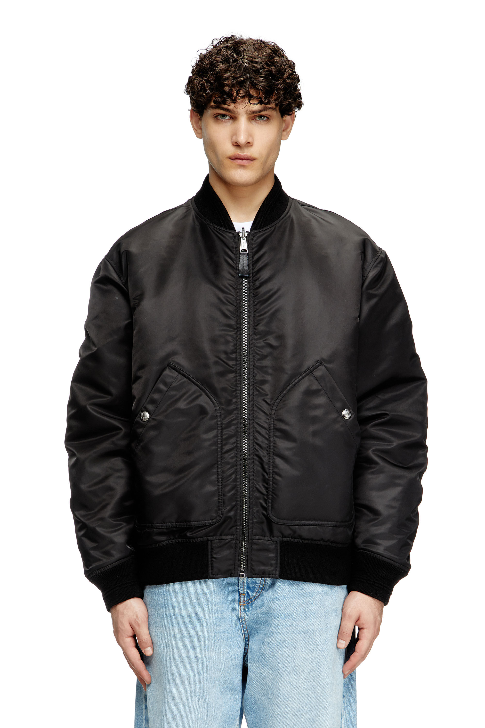 Men's Bomber jacket in padded nylon with Oval D | Black | Diesel