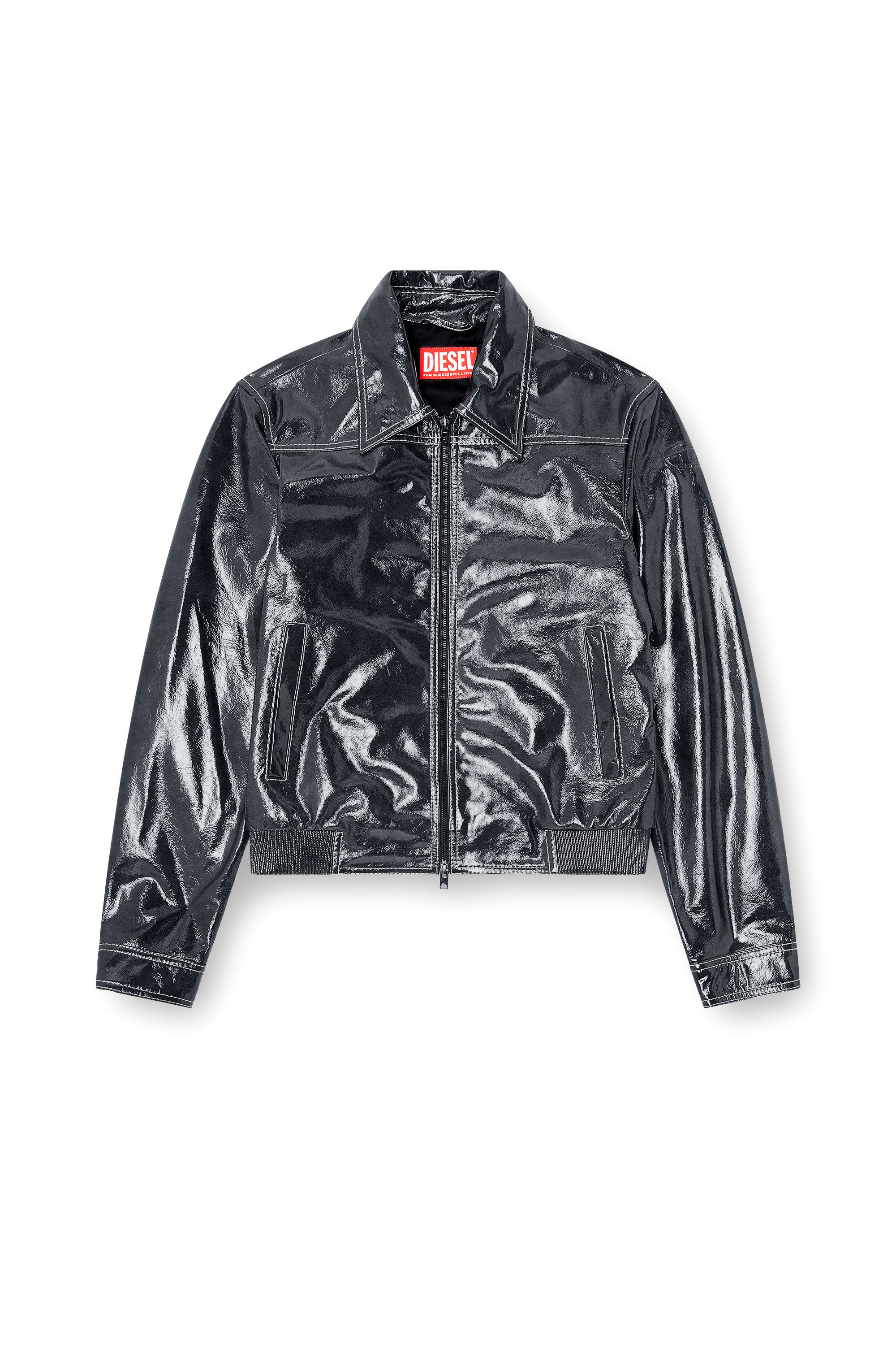 グ*ン様 Diesel leather Jacket Men's Patent-leather jacket | Grey | Diesel