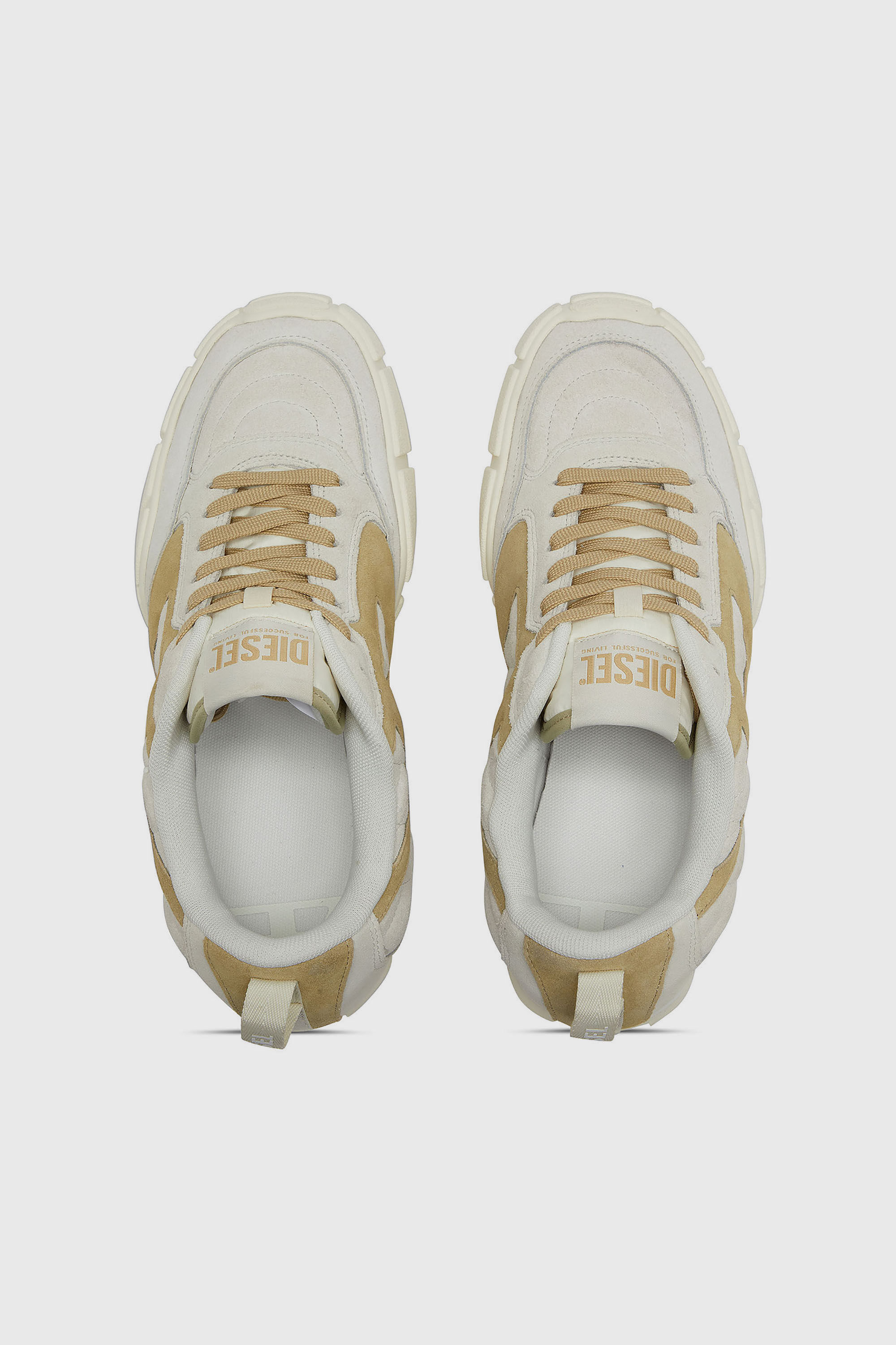 Diesel - S-PAGODHA LOW W, Woman's S-Pagodha-Quilted suede sneakers in White/Brown - 4