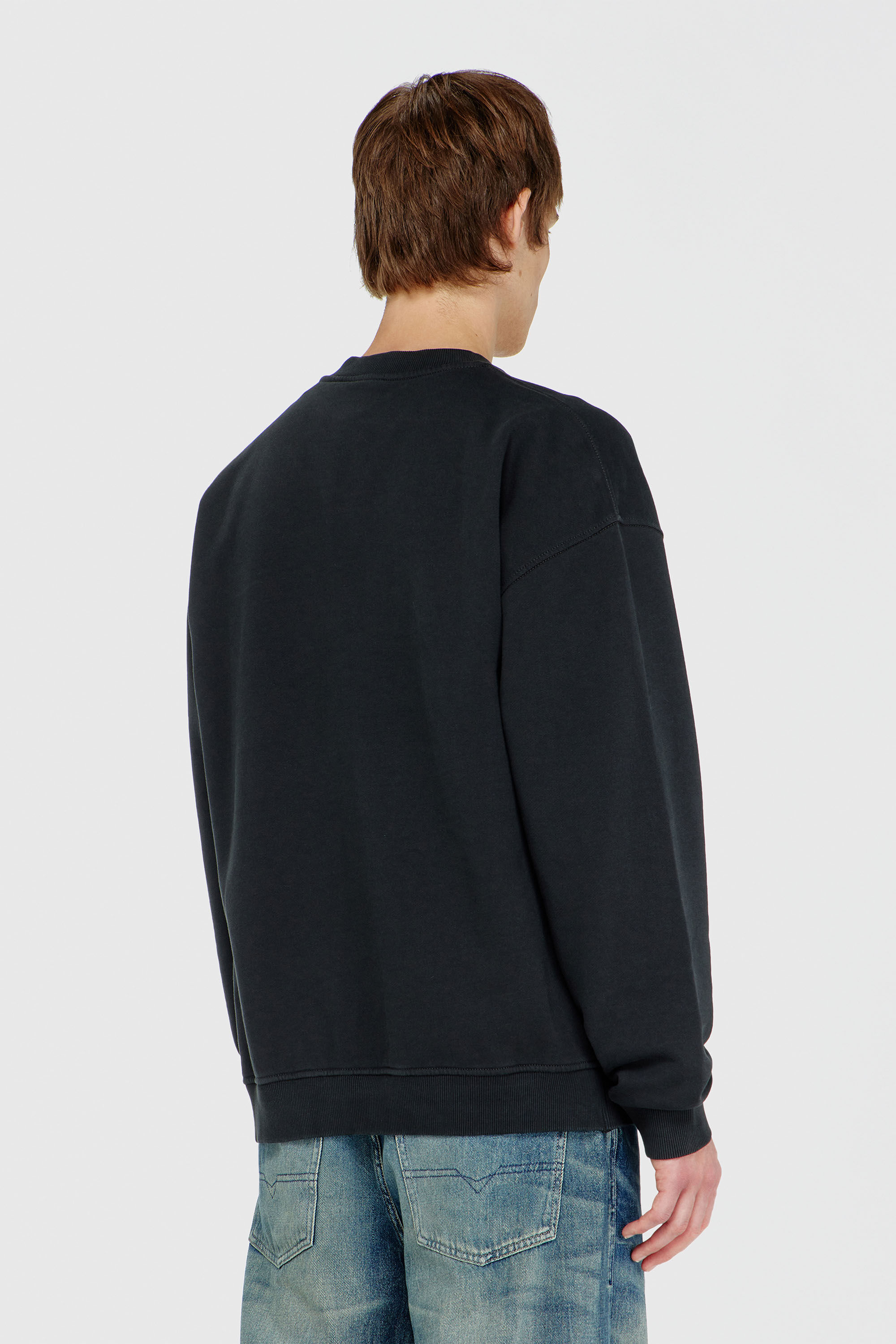 Diesel - S-BOXT-N5, Man's Cotton sweatshirt with flocked Oval D in Black - 4