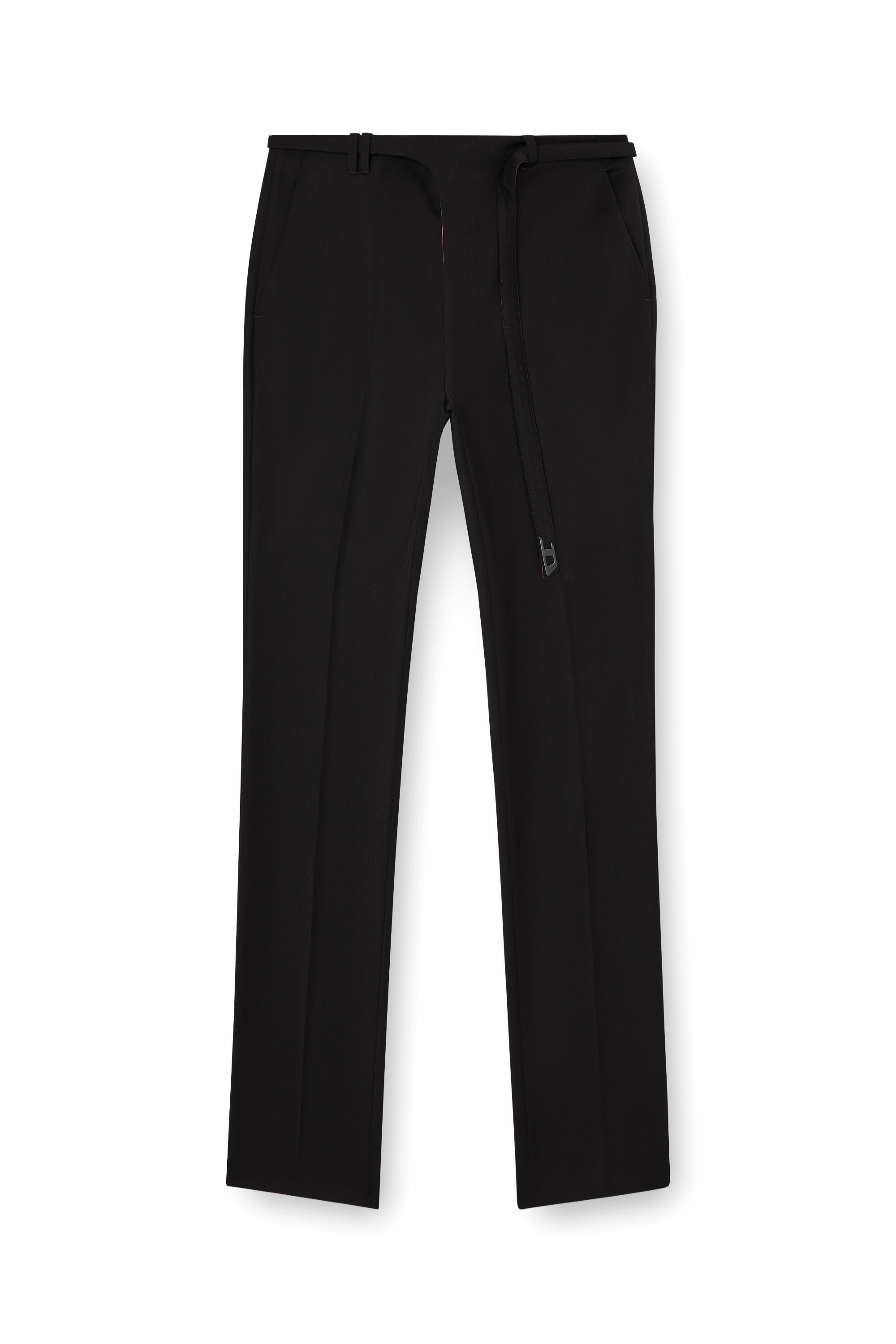 Diesel - P-NEDAR-A, Man's Tailored pants with biker belt strap in Black - 2