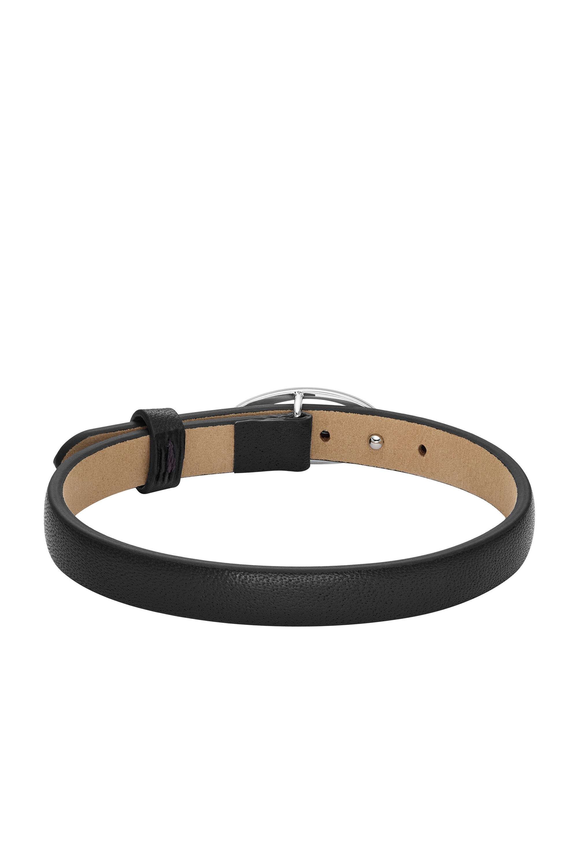 ★DIESEL★ Oval D Logo Leather Bracelet DX1516040 Women's Black Leather Stackable Bracelet | Black | Diesel