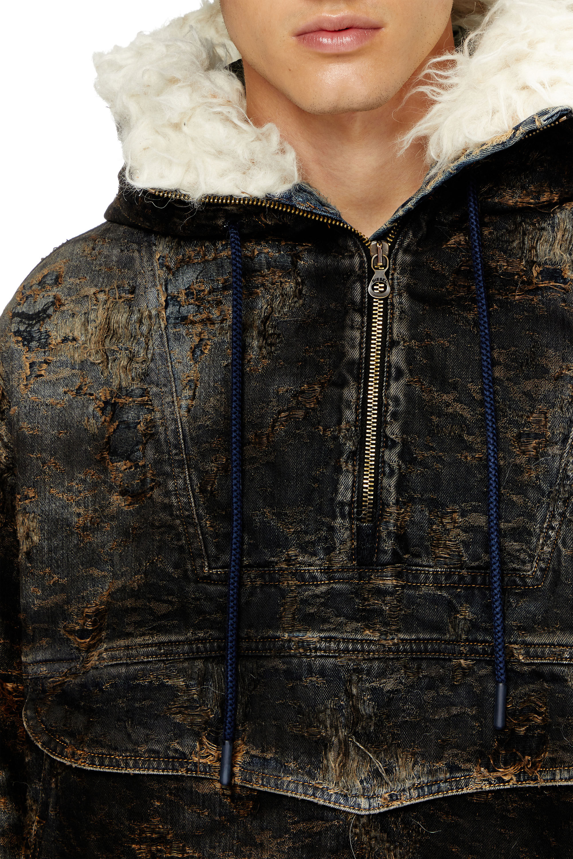 Women's Anorak in coated jacquard denim | Multicolor | Diesel