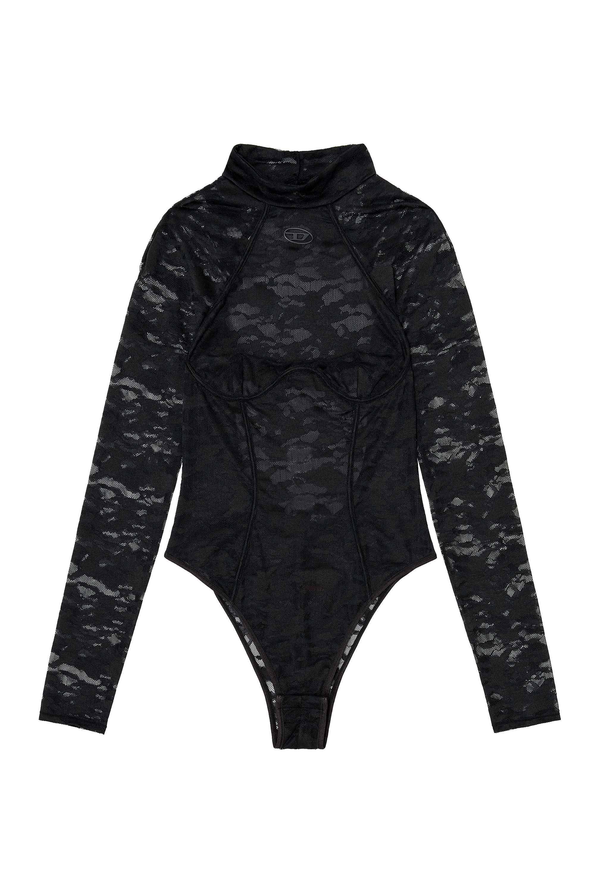 Diesel - VIVIAN-UTLT, Woman's Bodysuit in nylon lace with open back in Black - 2